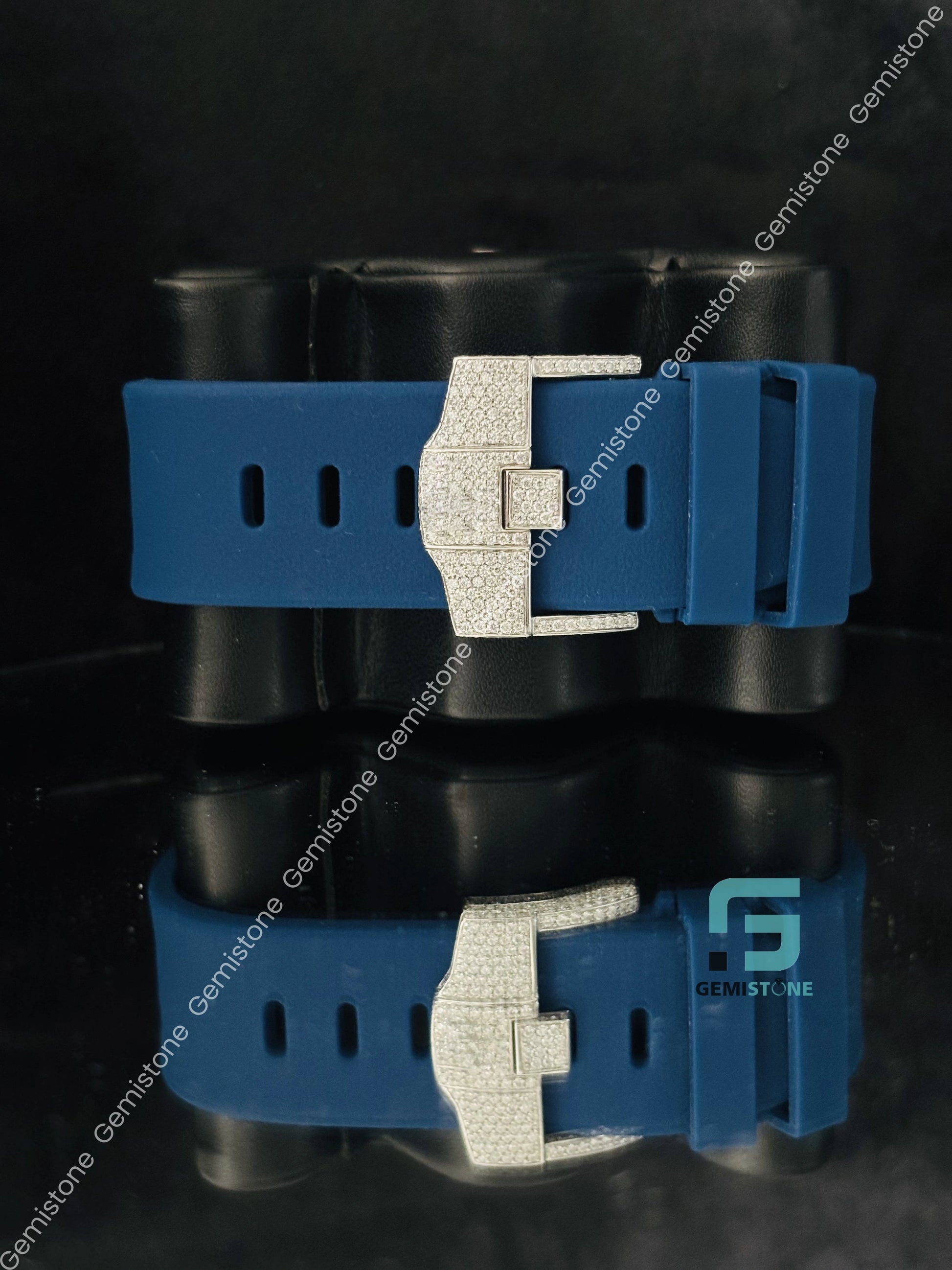 Blue Silicon Belt Pink Arabic Number Moissanite Luxury Watch