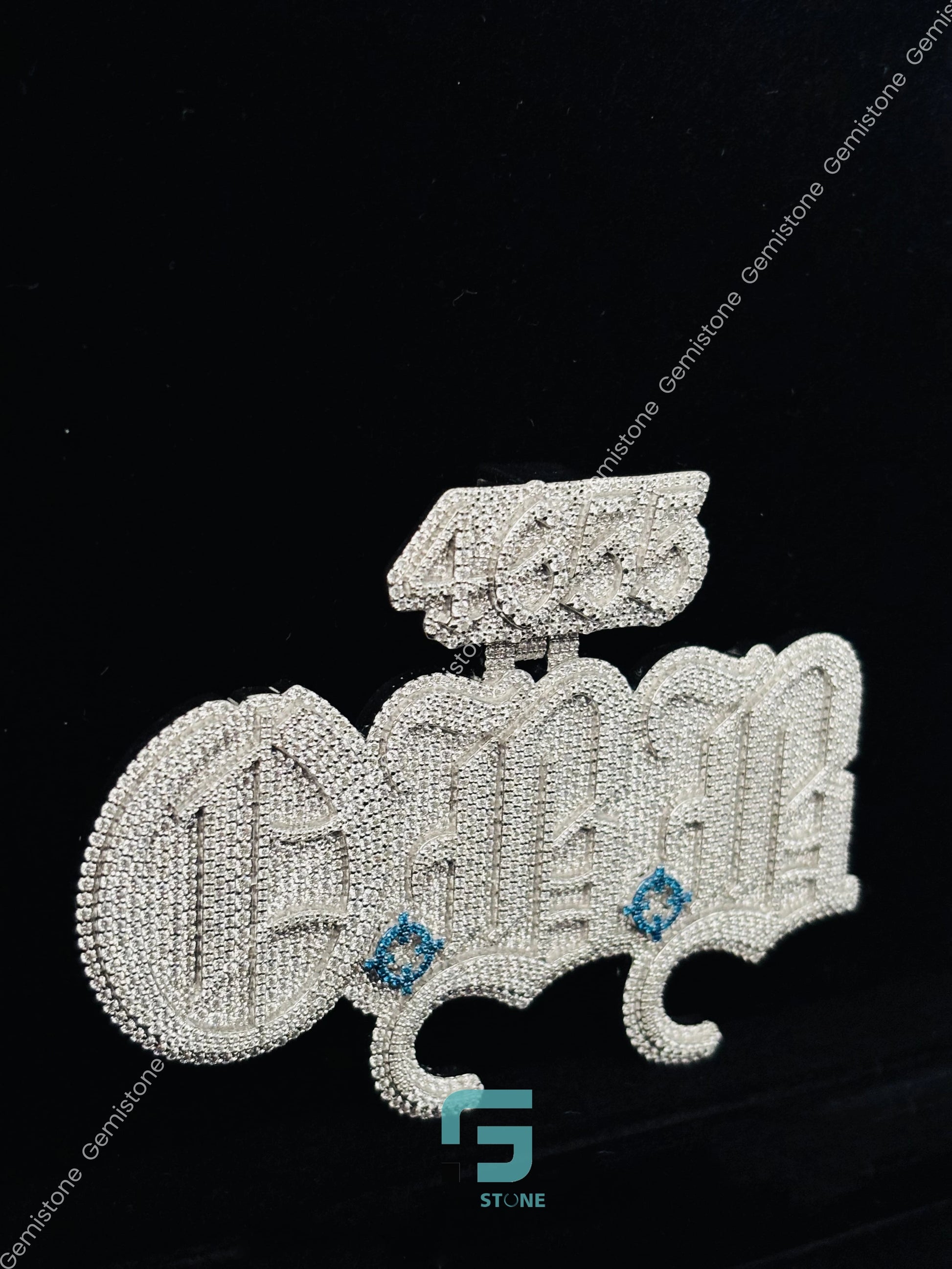 Blue Stone Moissanite Personalized Pendant