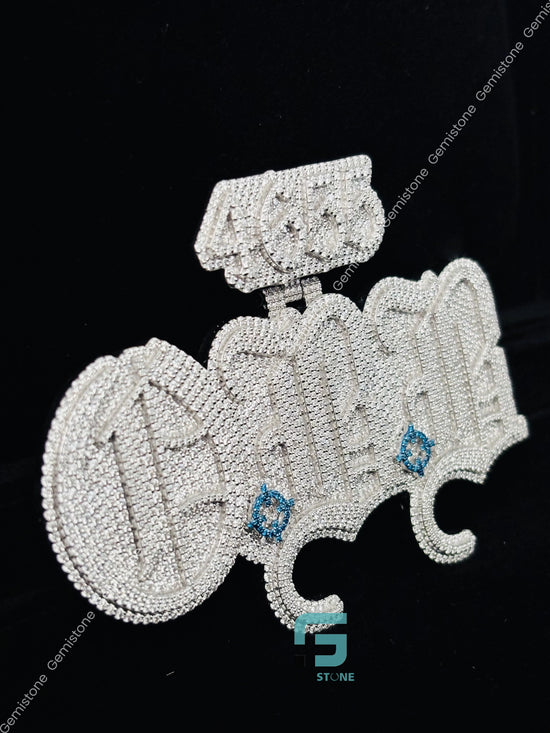 Blue Stone Personalized Name Moissanite Pendent