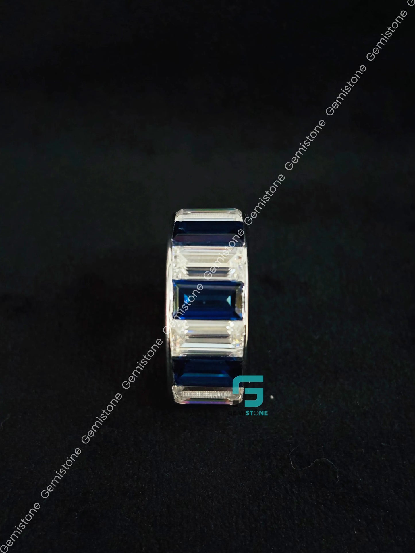 Blue_ White Baguette Moissanite Eternity Band