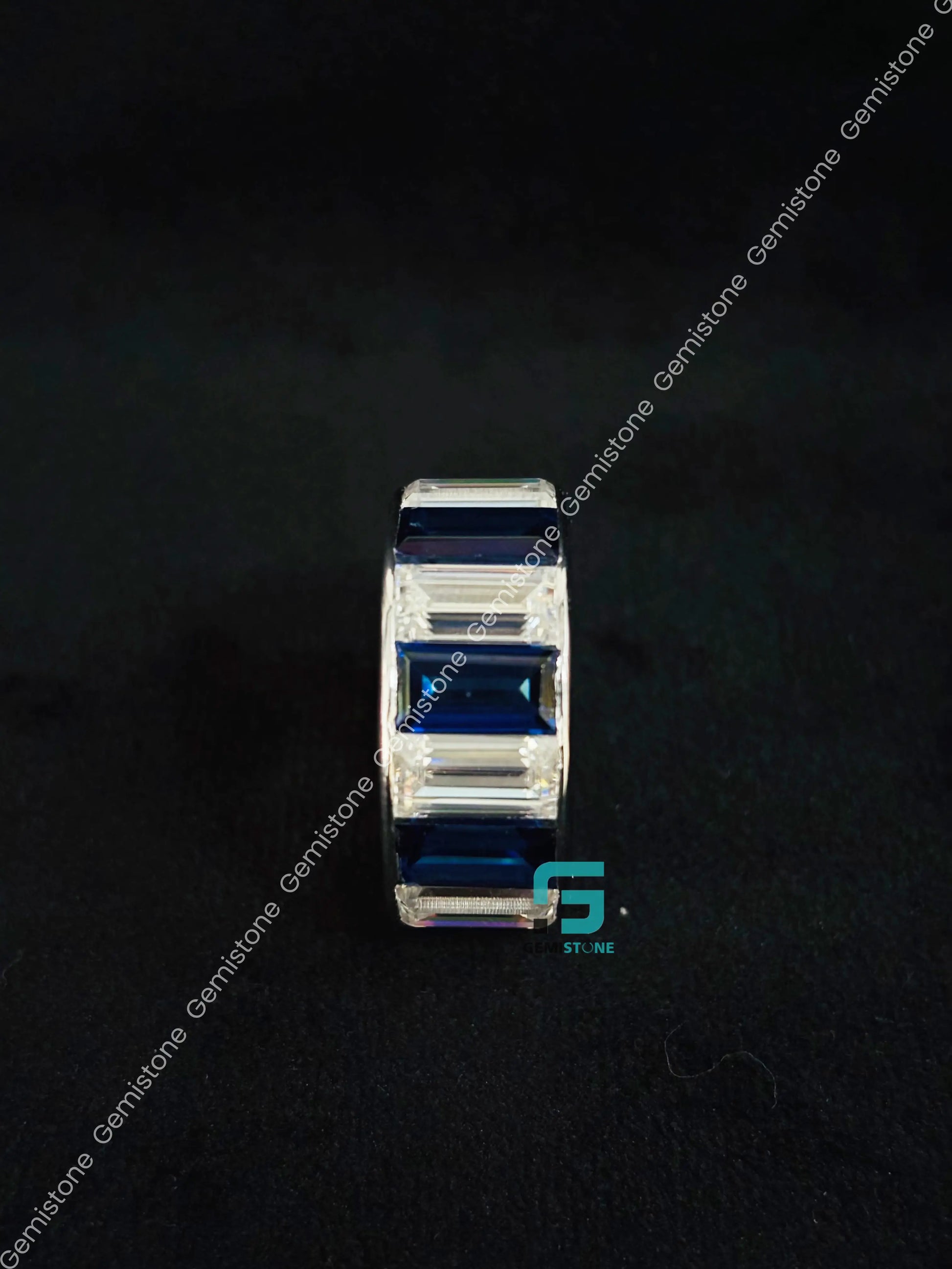 Blue_ White Baguette Moissanite Eternity Band