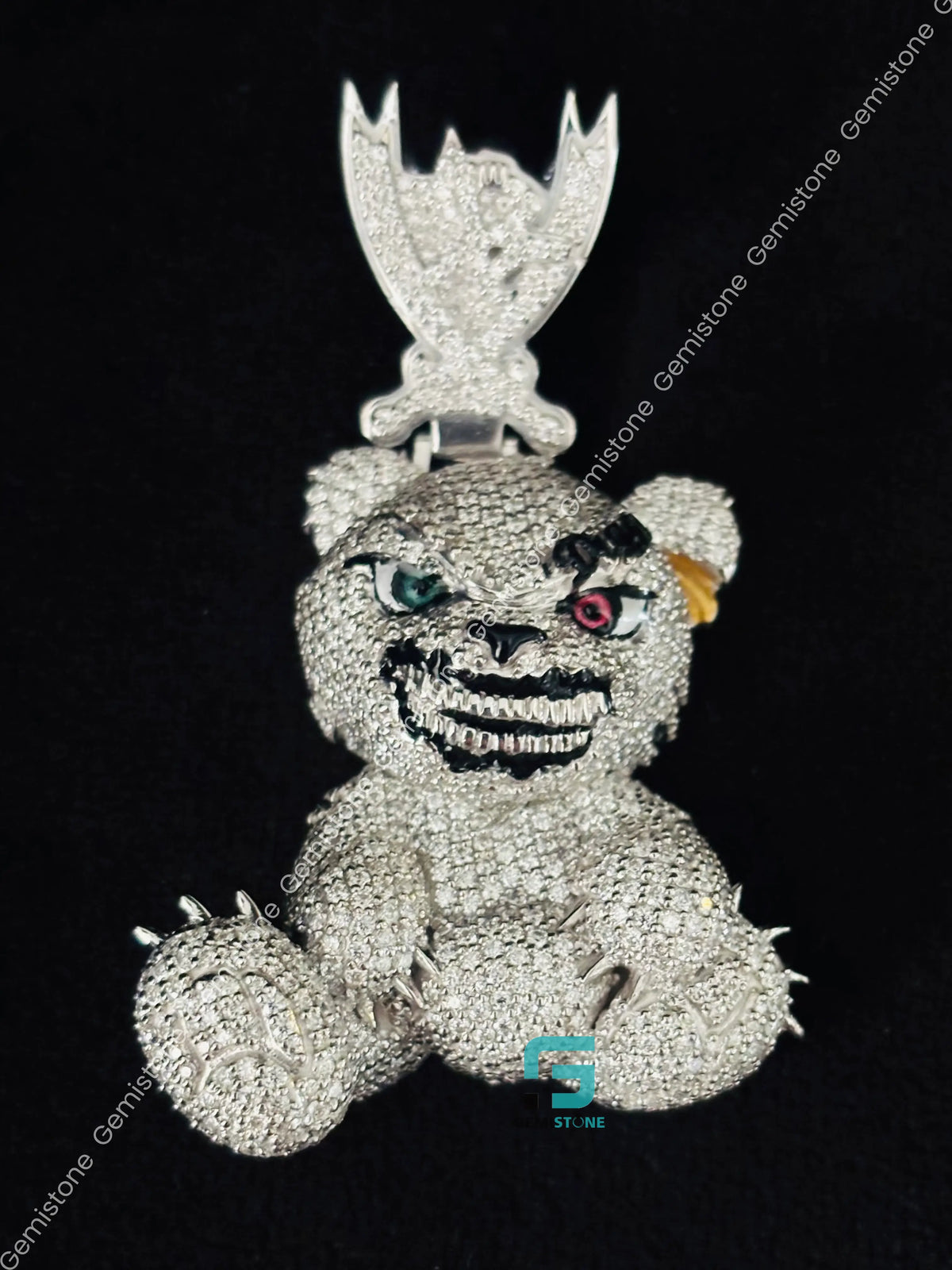 Enamel Cartoon Face Rapper Moissanite Charm Pendant