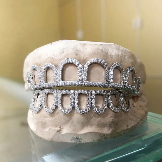 Custom Windows Open Face Diamond Grillz 925 Silver