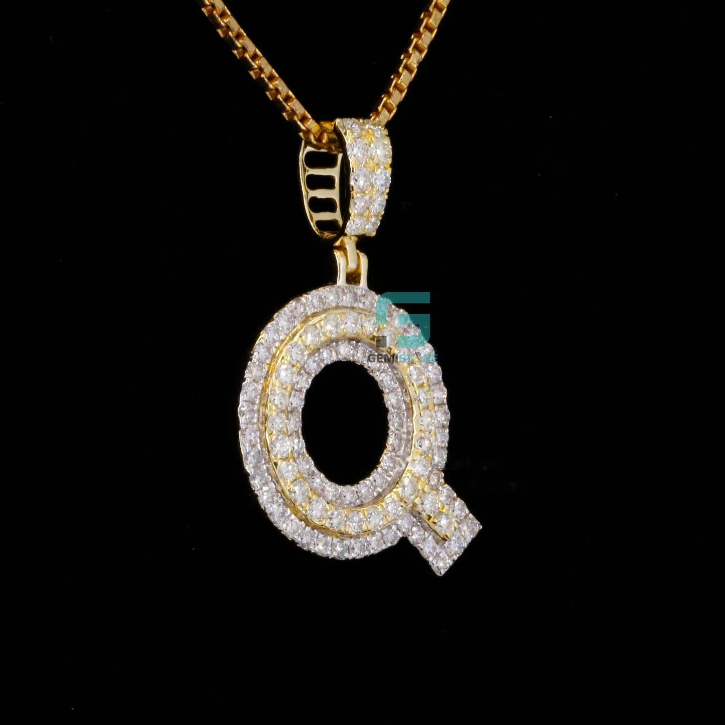 Stunning Round Cut VVS Moissanite Diamond Q Initial Pendant