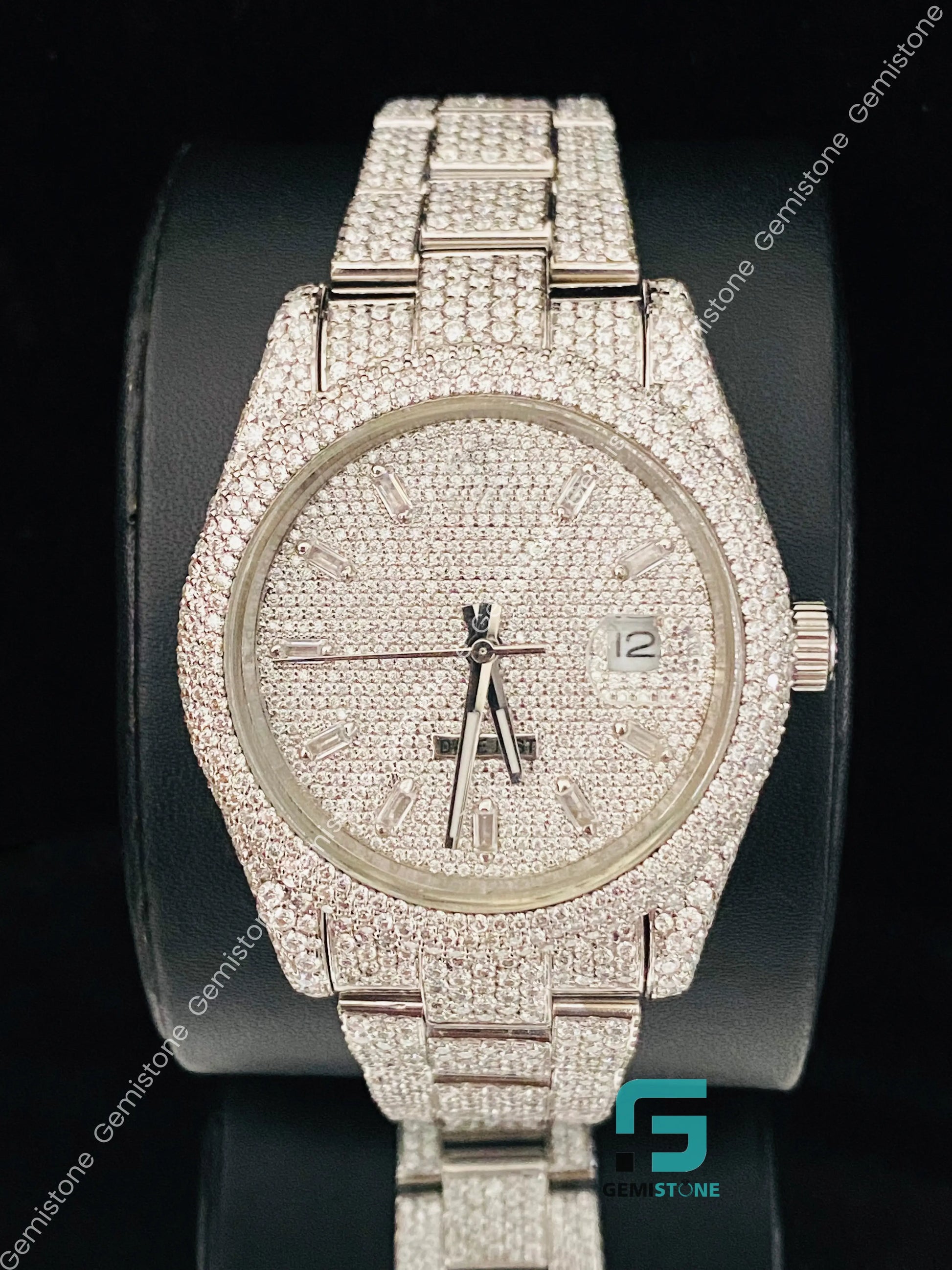 Bust Down Baguette Bar Moissanite Watch