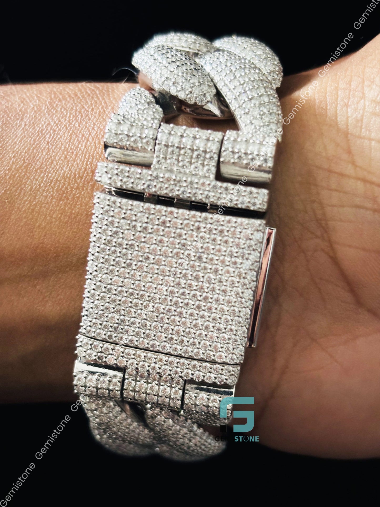 Bust Down Fully Studded 925 Sterling Silver Bracelet