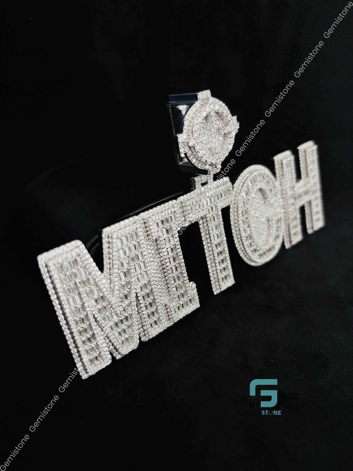 Bust Down Moissanite Baguette Round Pendent