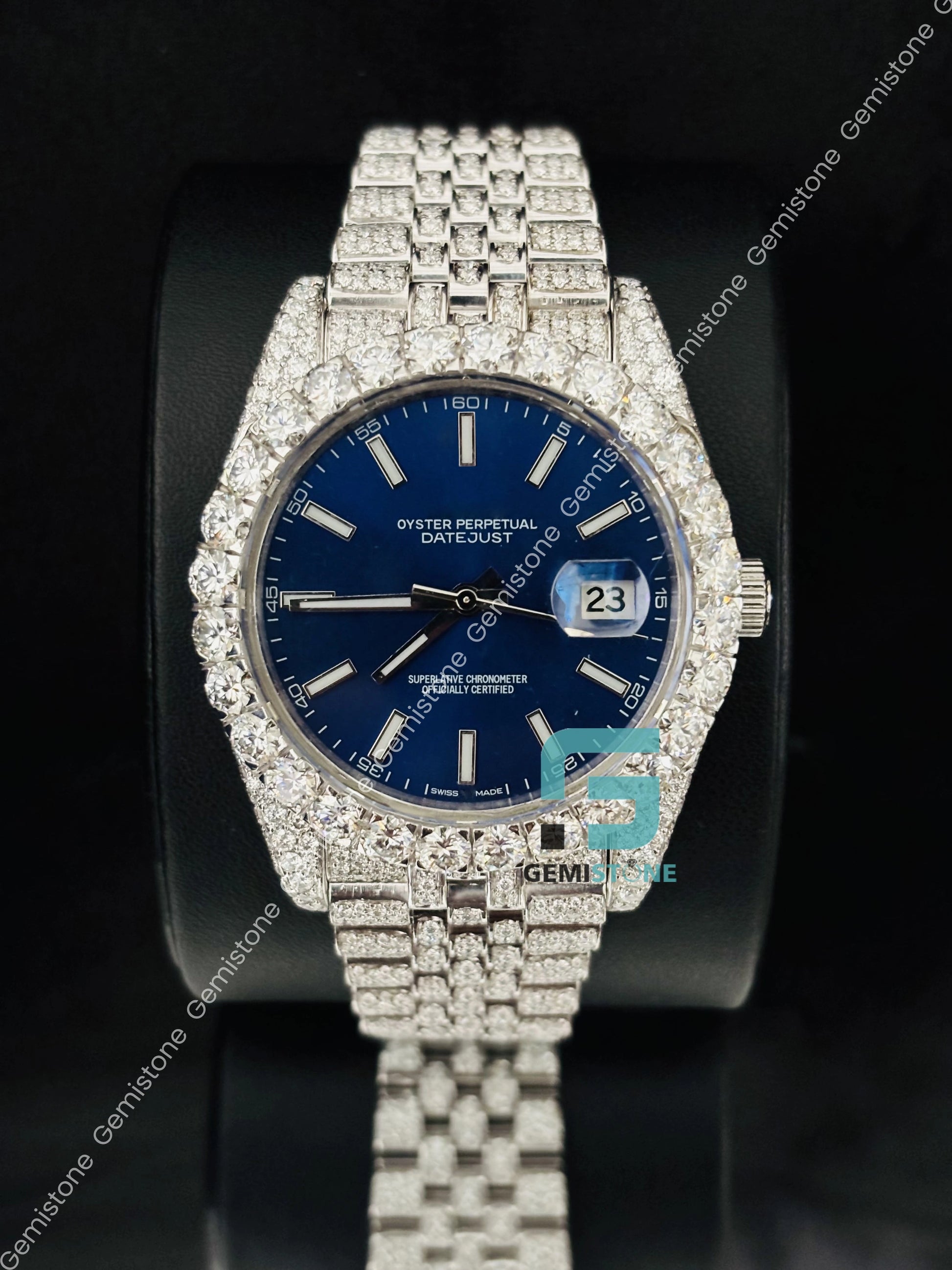 Bust Down Moissanite Jubilee Strap Watch