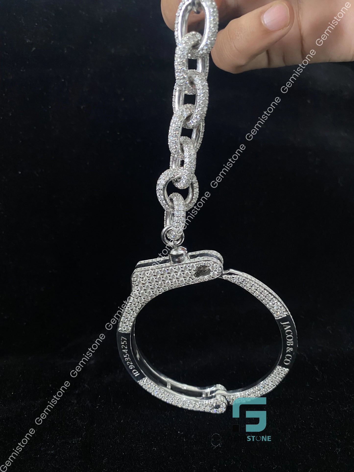 Bust Down Moissanite Sterling Silver Handcuff
