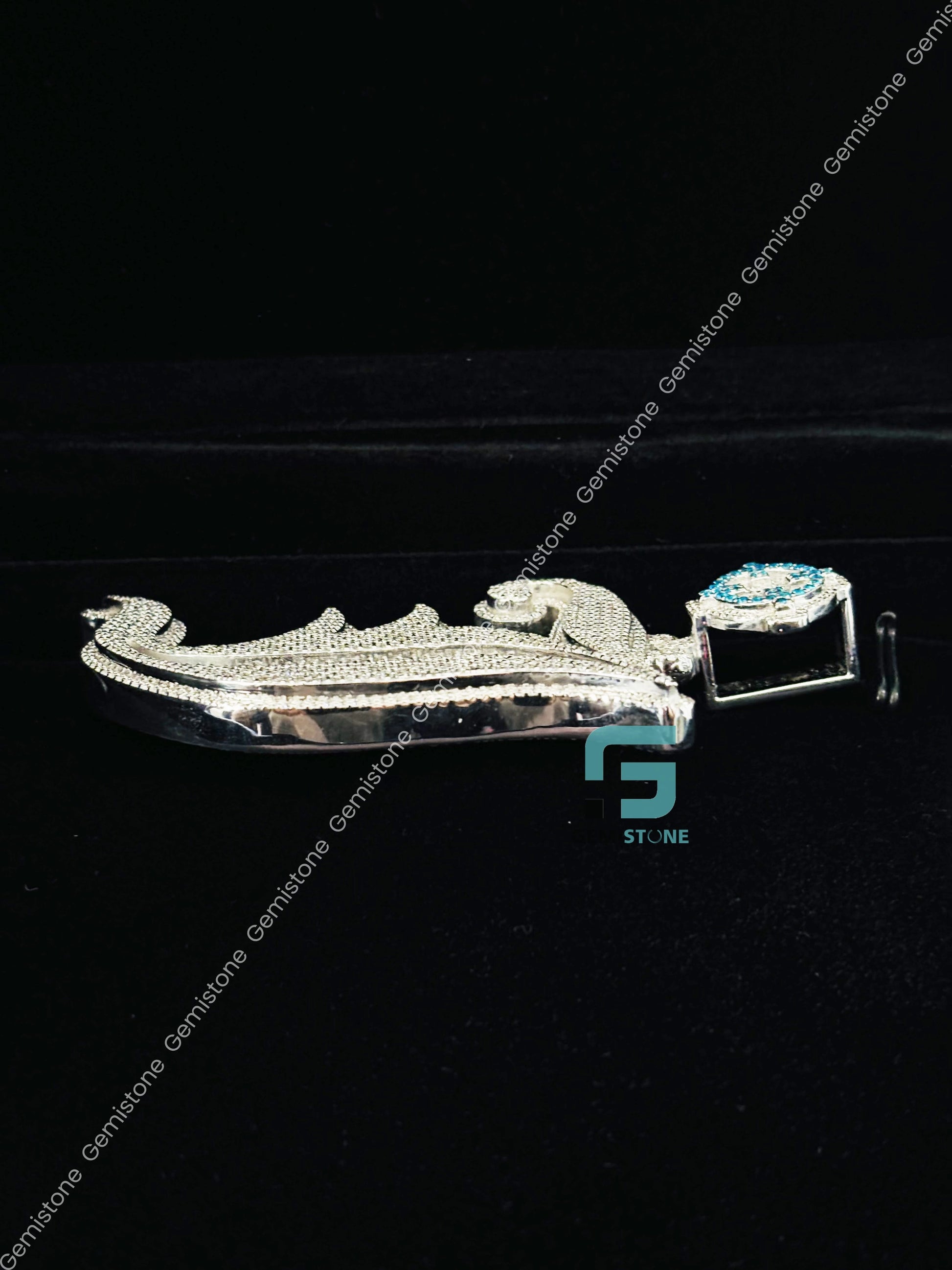 Bust Down Moissanite White Sky Blue Custom Letter Pendant