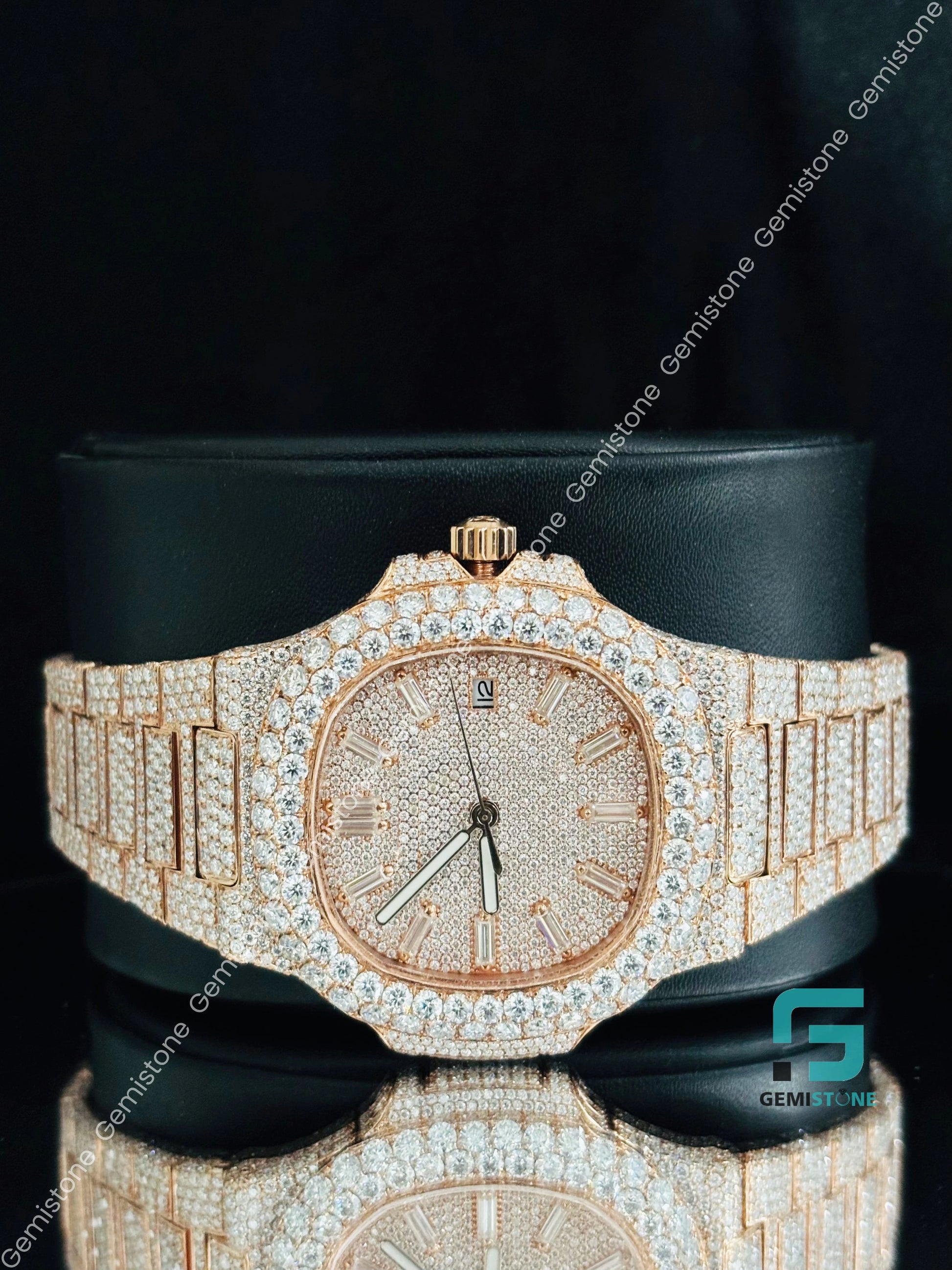 Bust Down Moissanite Wrist Patek Watch