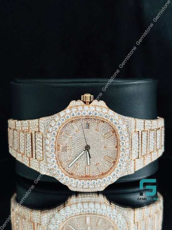 Bust Down Moissanite Wrist Patek Watch