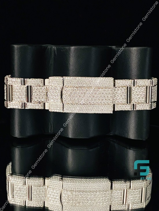 Bust Down Royal Blue Dial Moissanite Watch