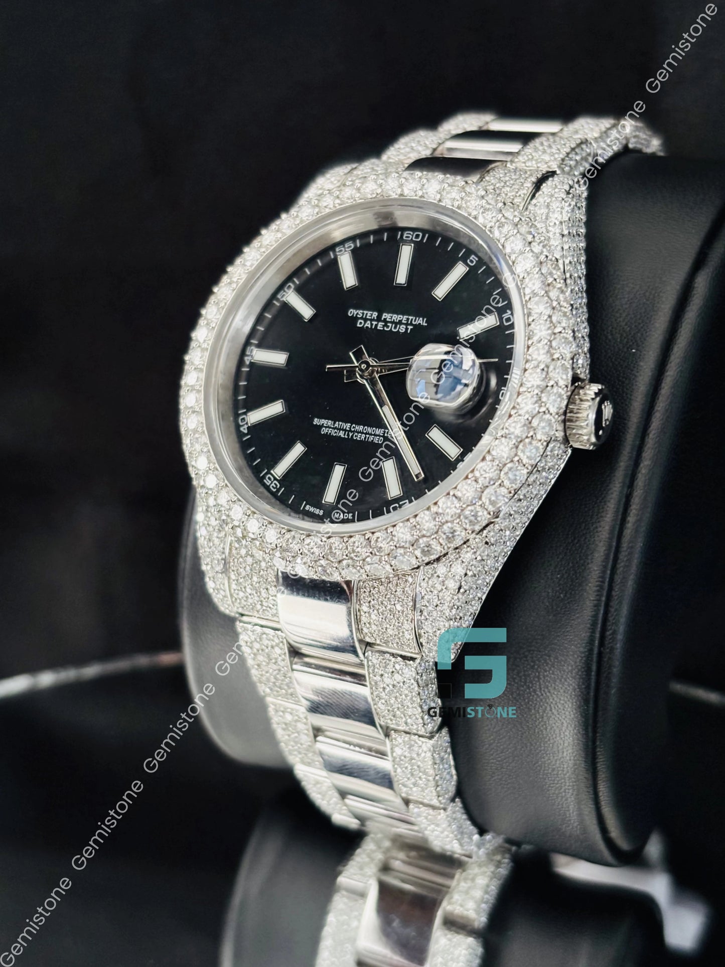 Bust Down White Dial Bar Moissanite Hip Hop Watch 