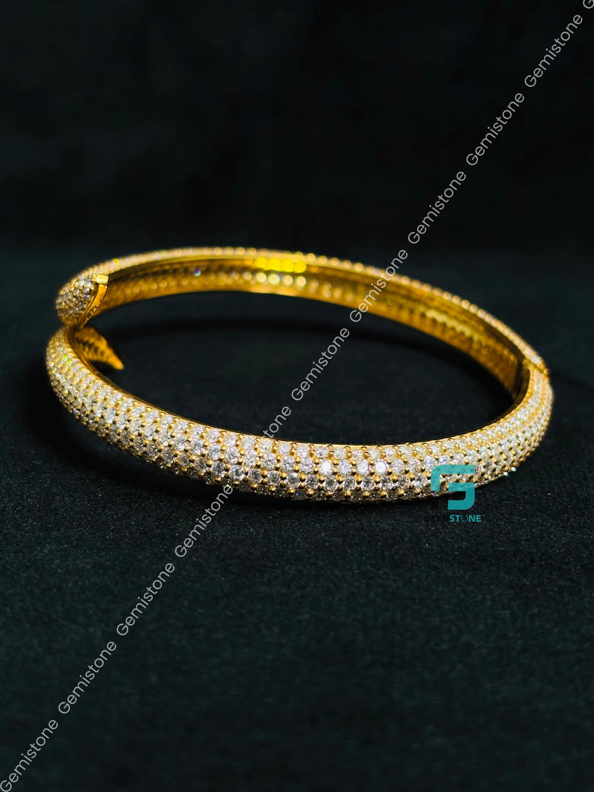 Bypass Open Cuff Moissanite Bangle Iced Out Bracelet For Women