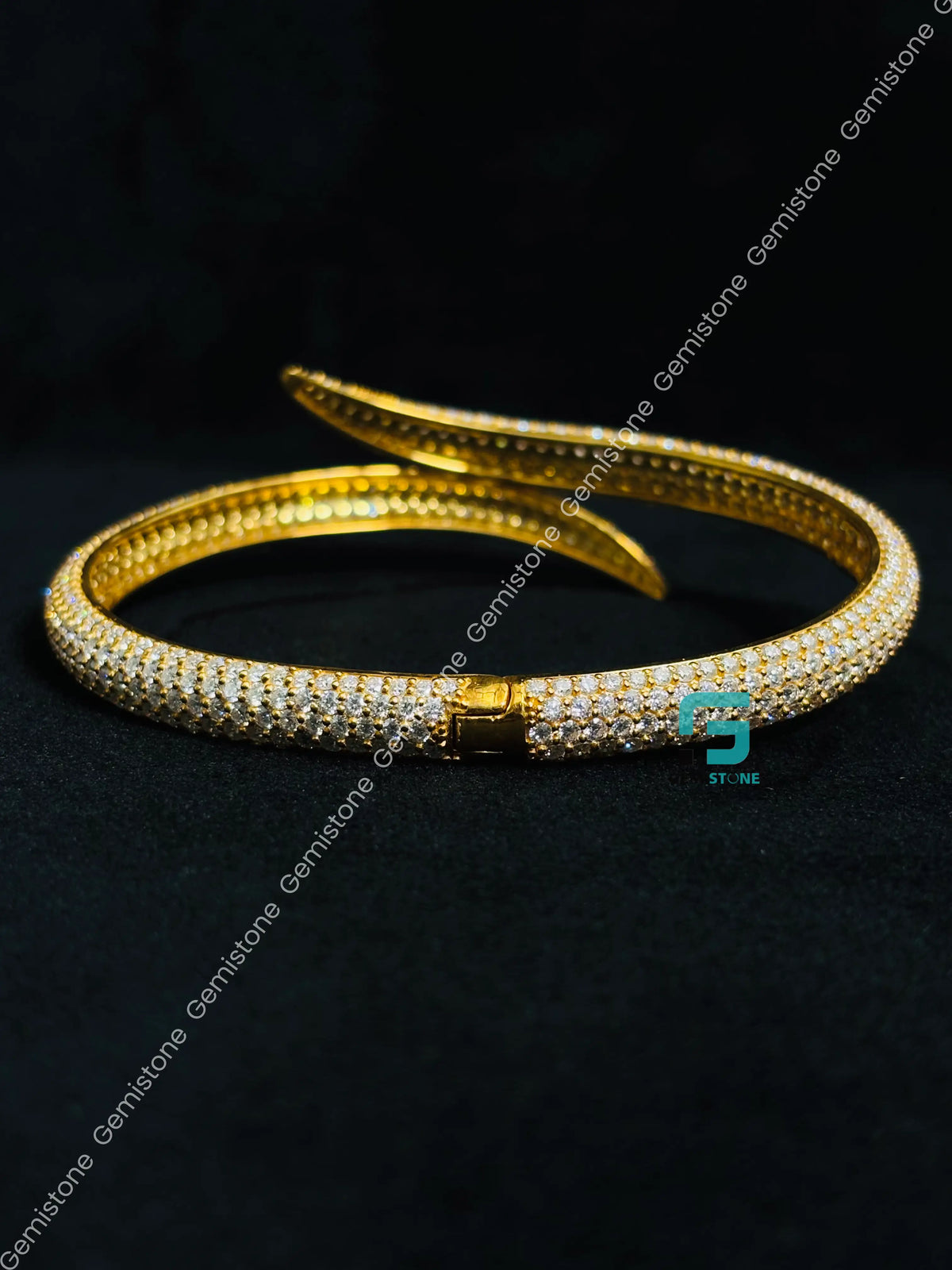 Bypass Open Cuff Moissanite Bangle Iced Out Bracelet For Women