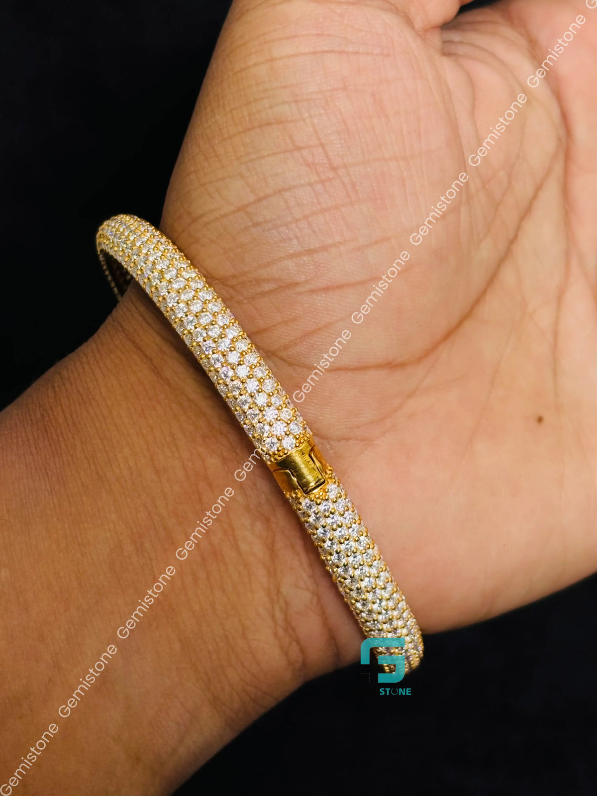 Bypass Open Cuff Moissanite Bangle Iced Out Bracelet For Women