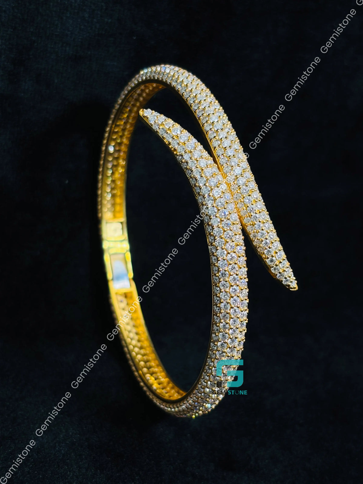 Bypass Open Cuff Moissanite Bangle Iced Out Bracelet For Women