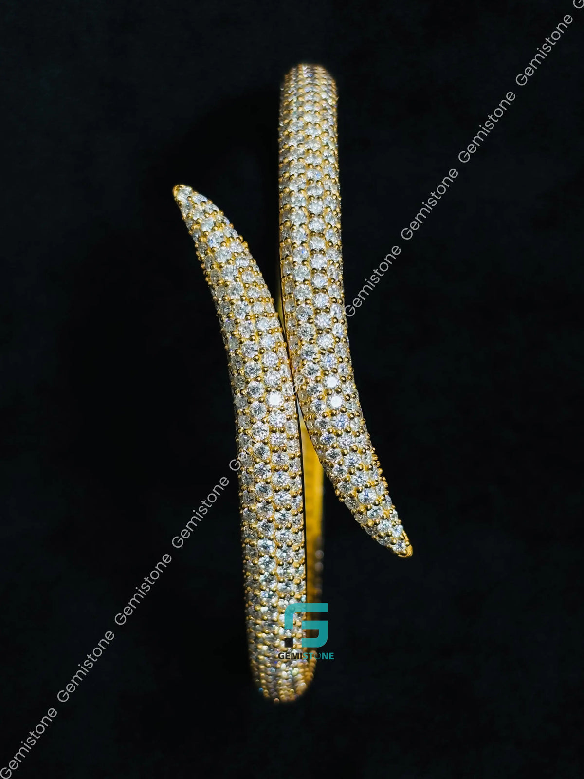 Bypass Open Cuff Moissanite Bangle Iced Out Bracelet For Women
