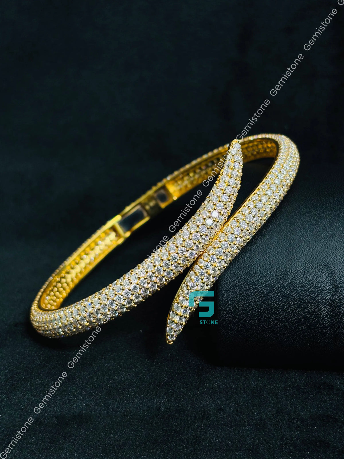 Bypass Open Cuff Moissanite Bangle Iced Out Bracelet For Women