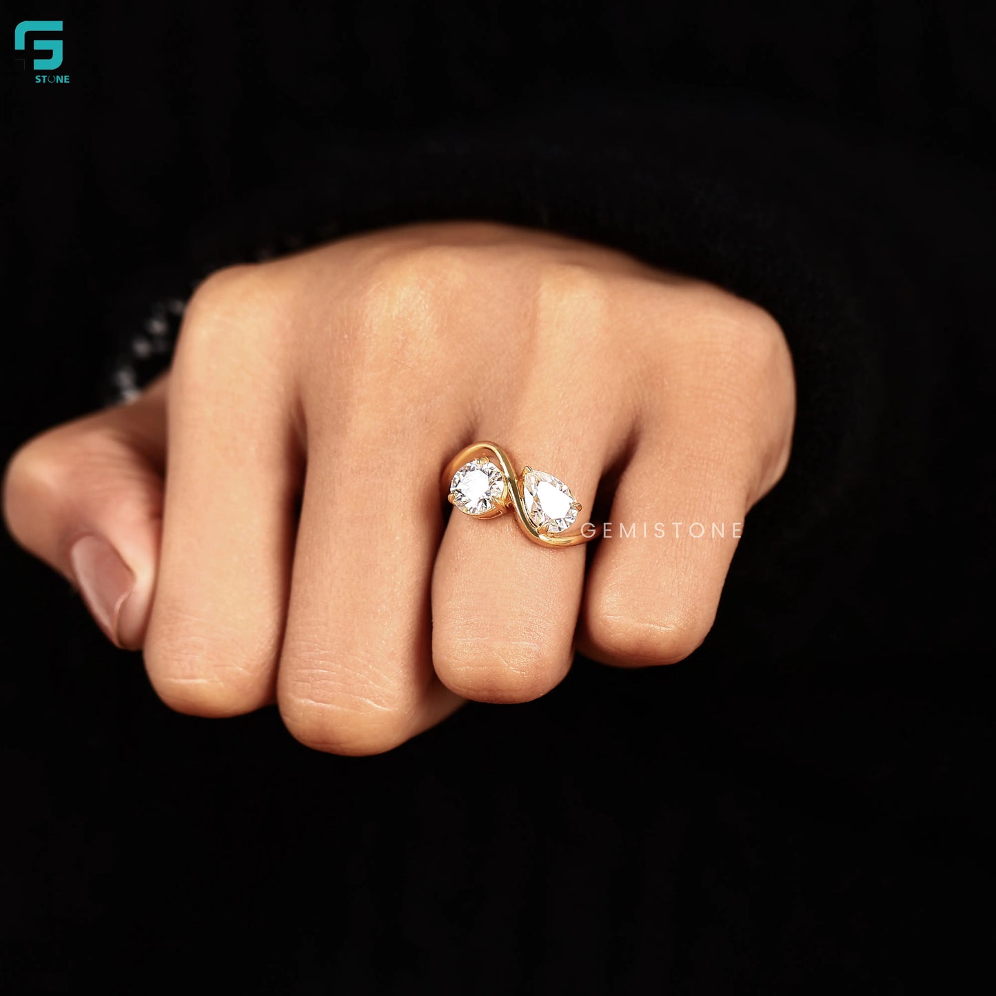 Bypass Pear And Round Engagement Ring 