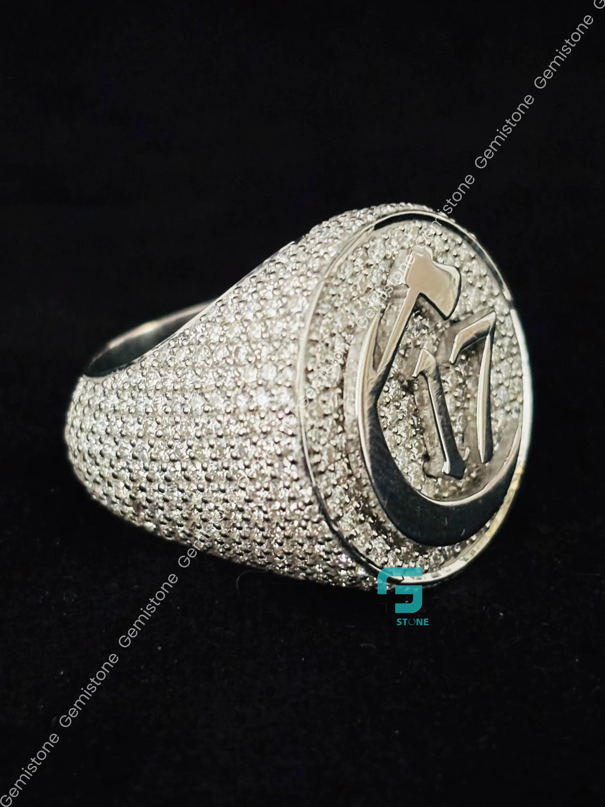 C 17 Studded Moissanite Hip Hop Moissanite Rappers Ring