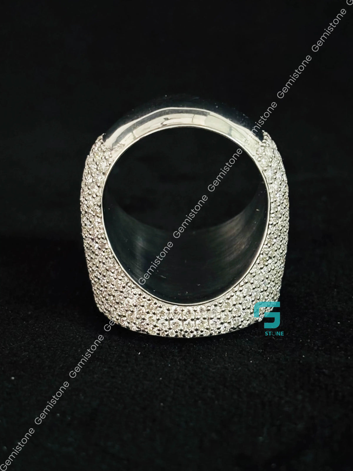 C 17 Studded Moissanite Hip Hop Moissanite Rappers Ring
