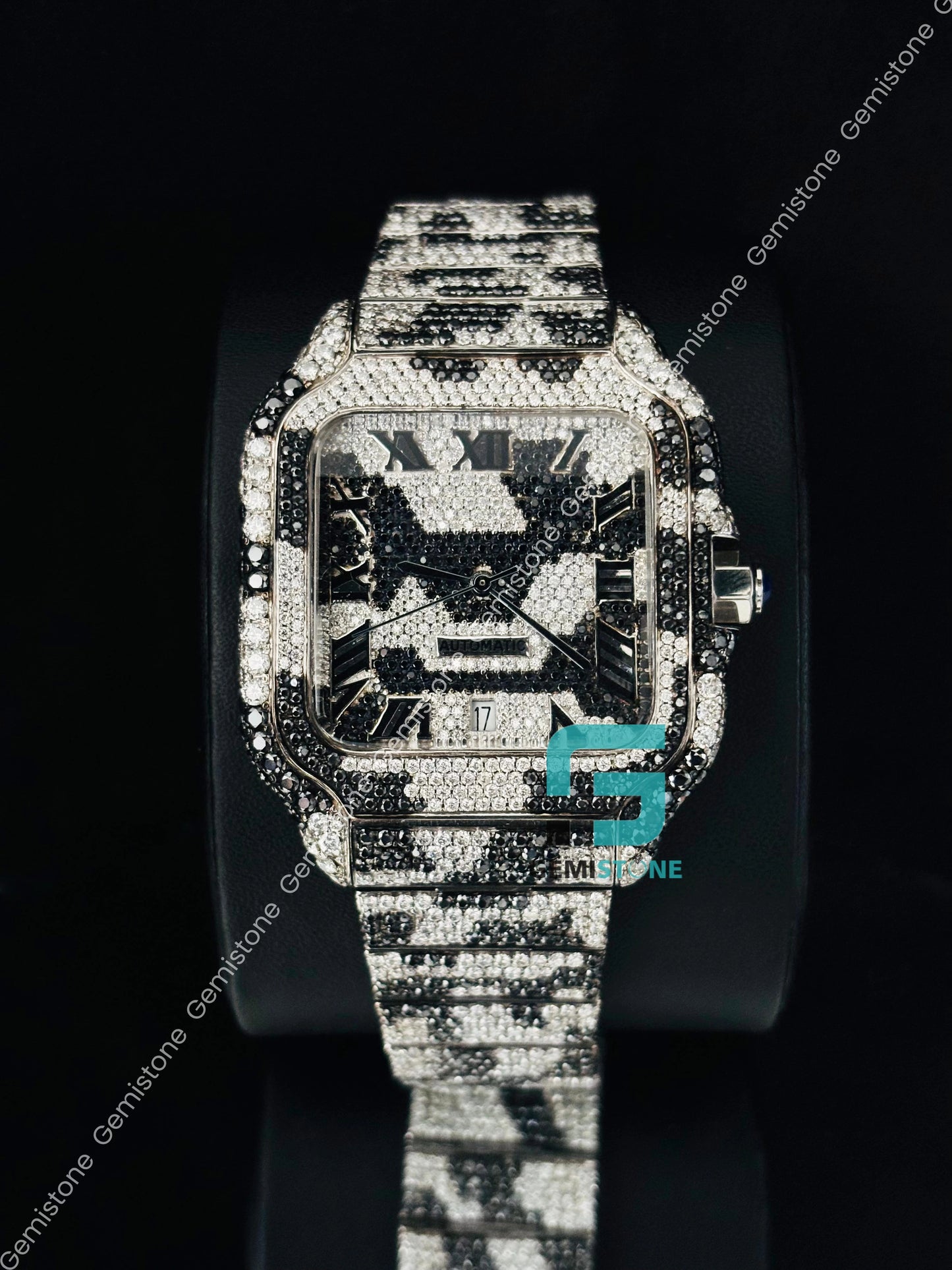 Camo Black White Moissanite Watch