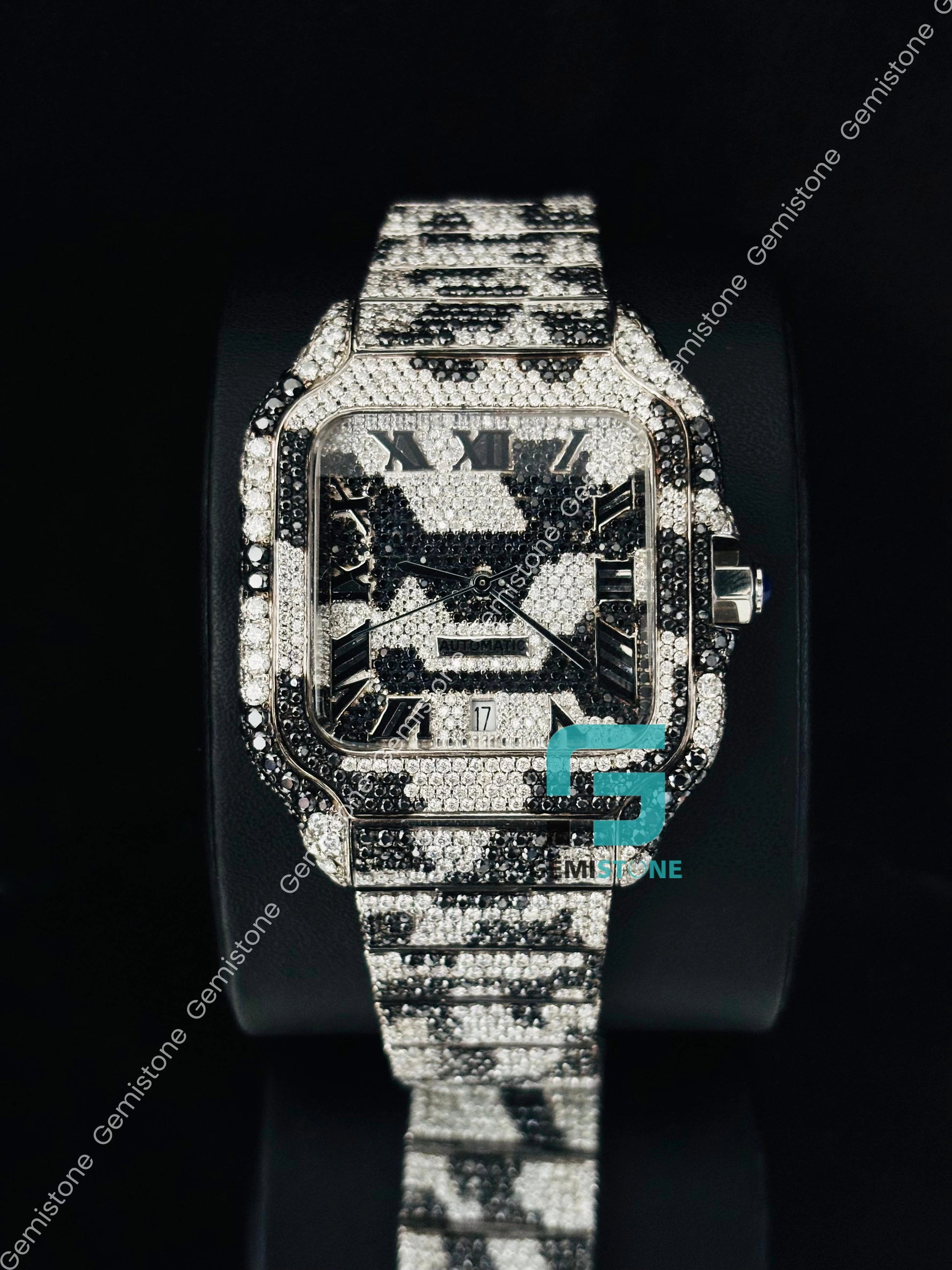Camo Black White Moissanite Watch