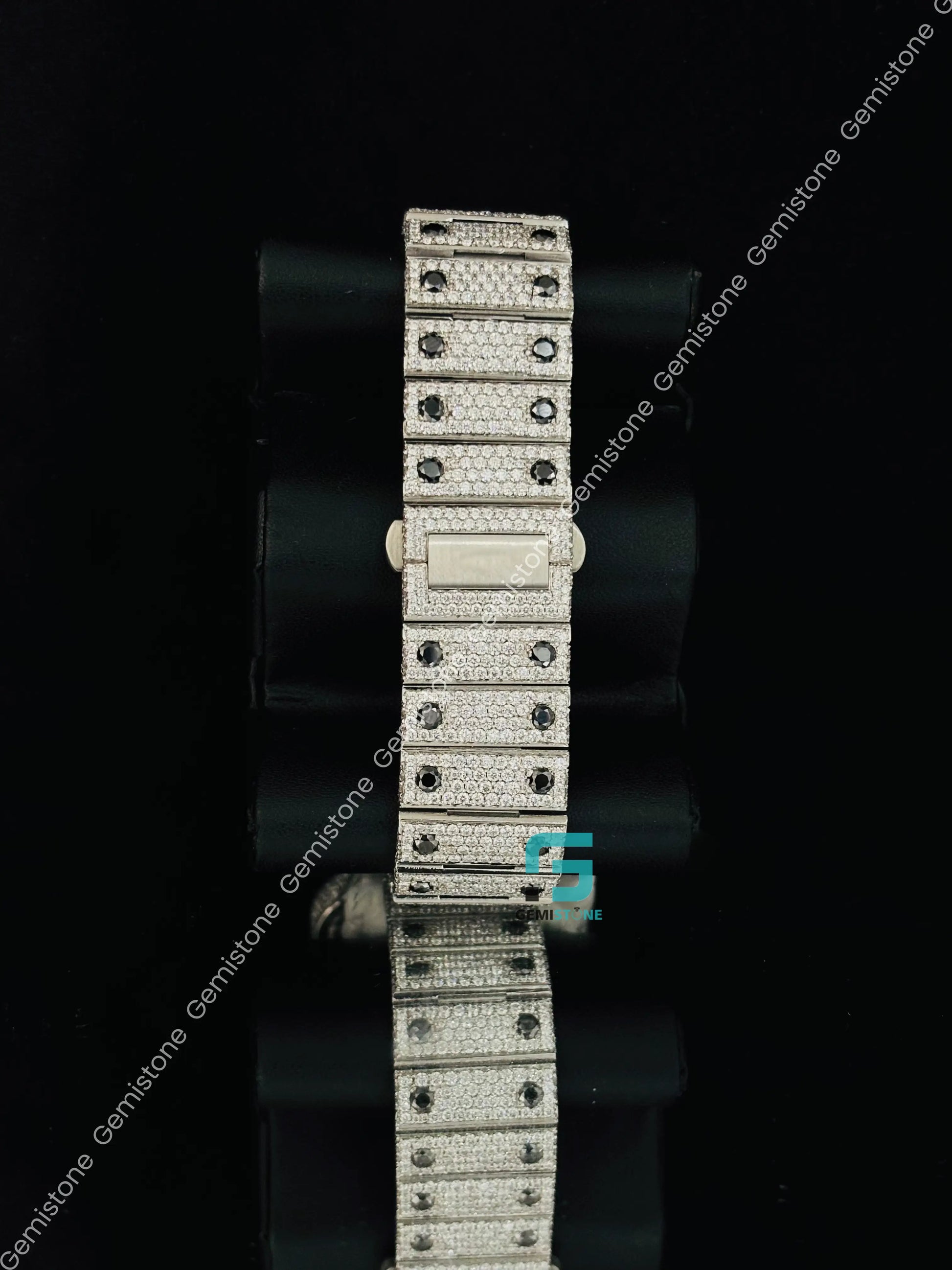 Cartier Black Dial Roman Number Moissanite Watch