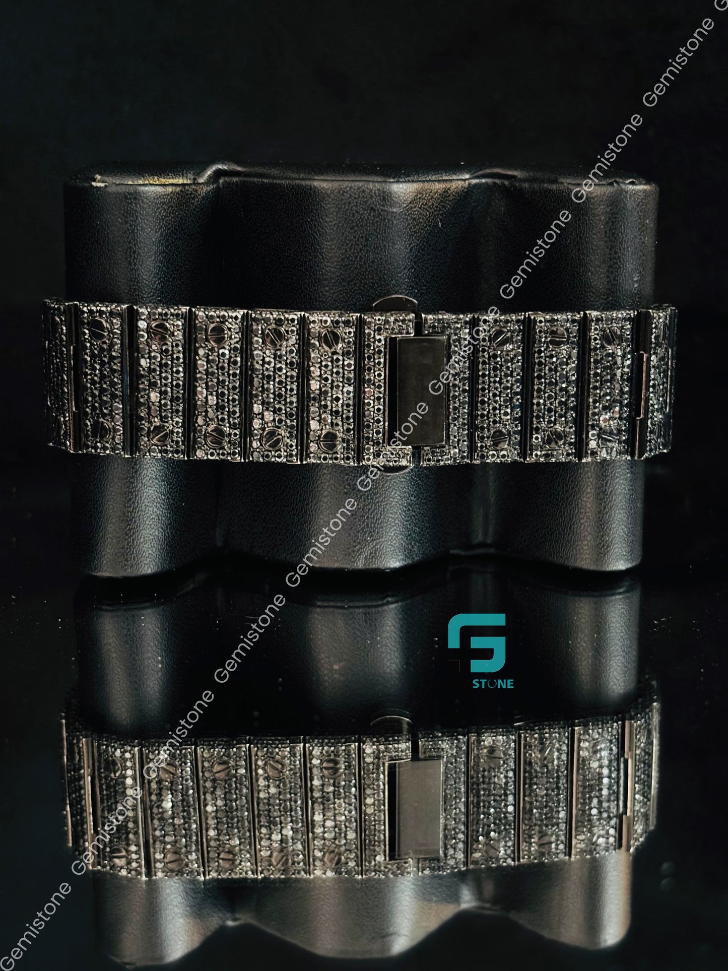 Cartier Black Oynx Diamond Moissanite Studded Watch