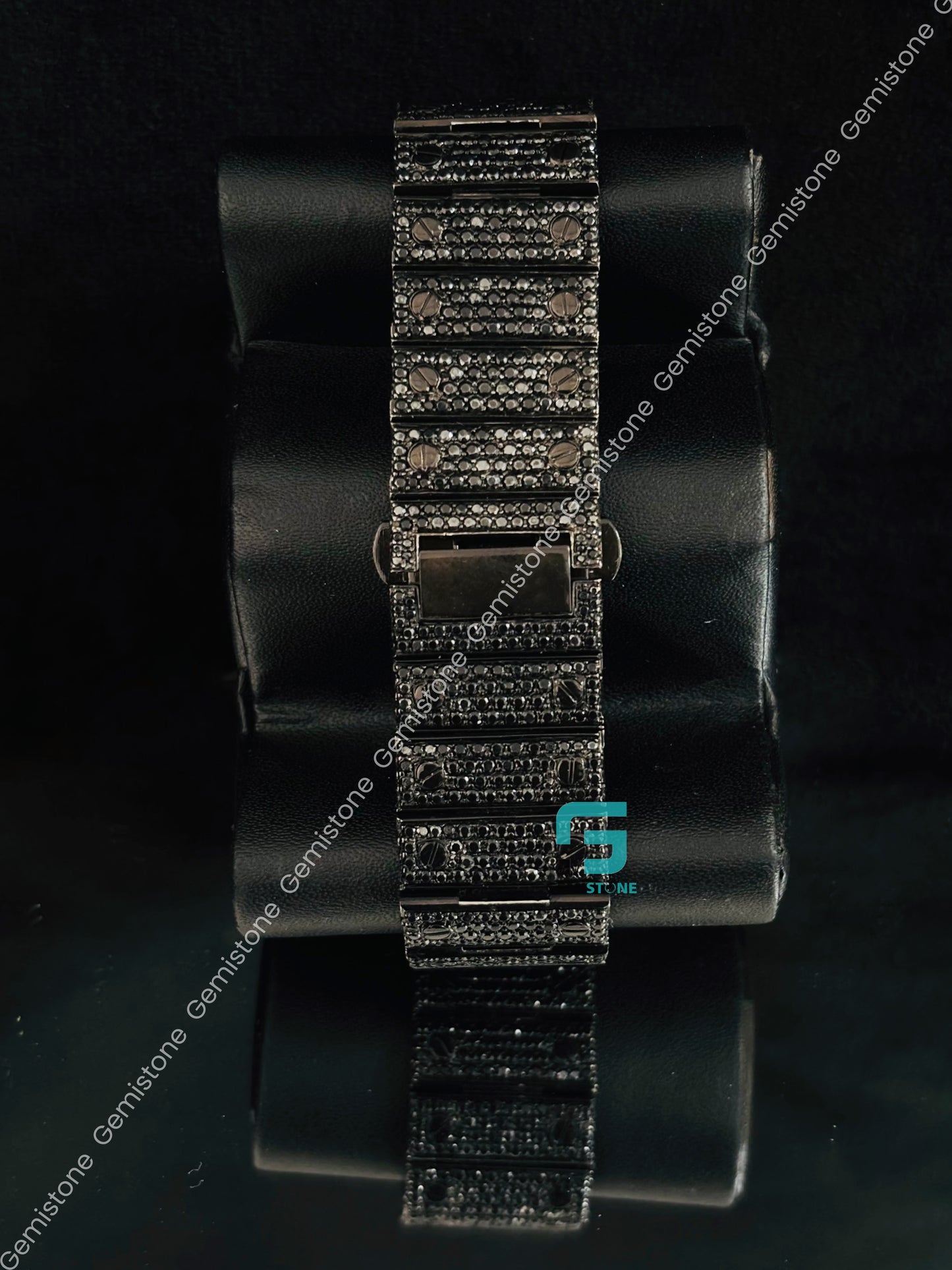Cartier Black Oynx Diamond Moissanite Studded Watch For Men