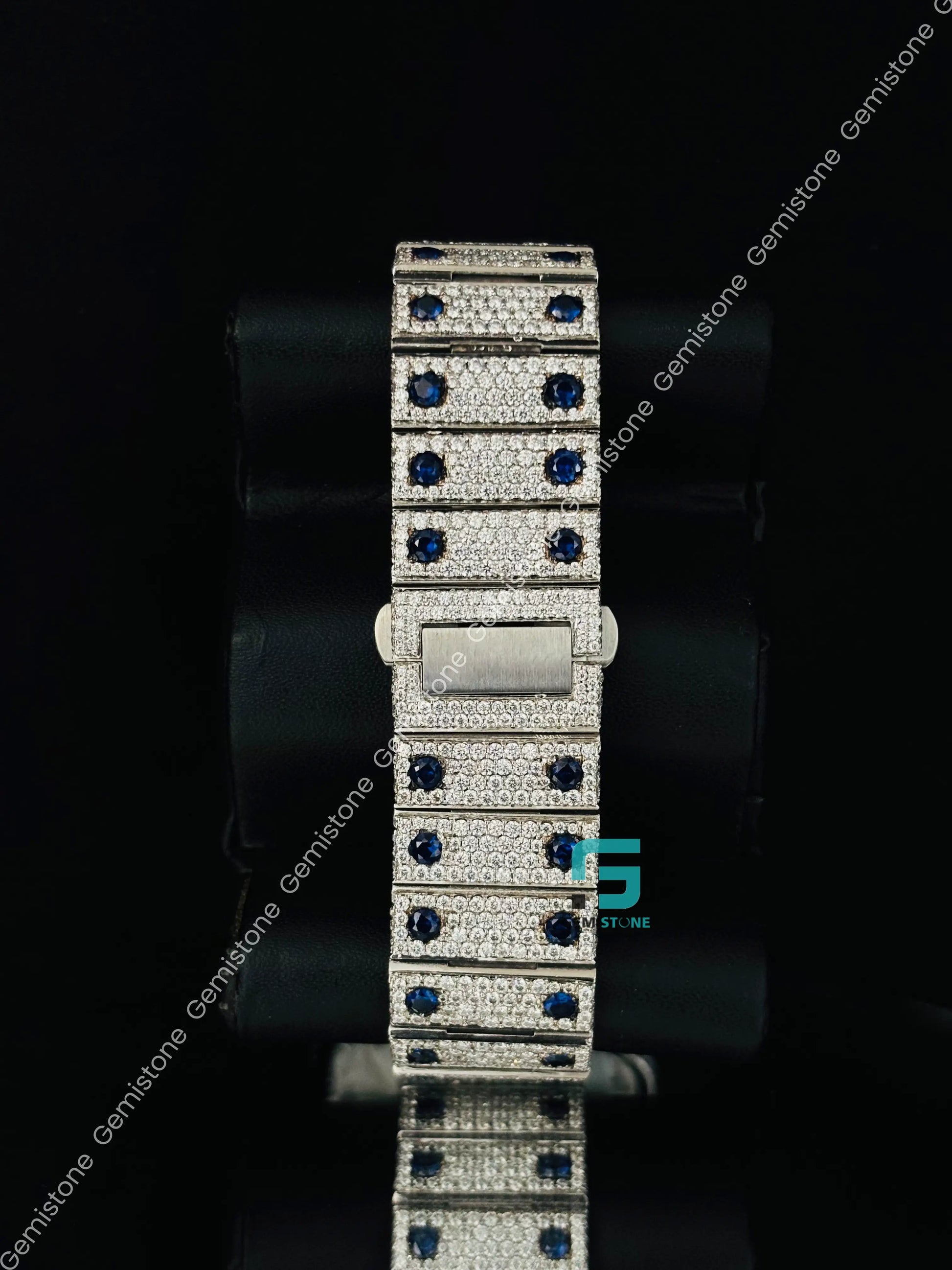 Cartier Blue Dial Moissanite Blue Diamond Roman Number Watch For Men