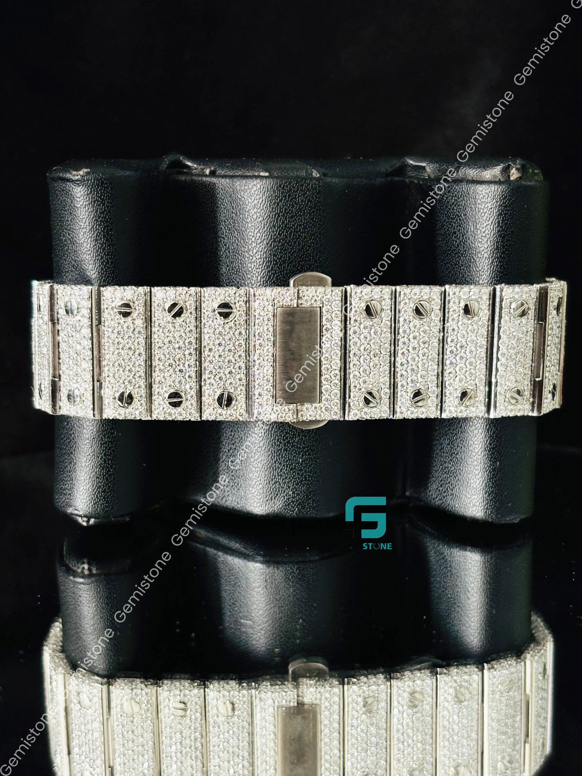 Cartier Green Dial Moissanite Studded Iced Out Watch