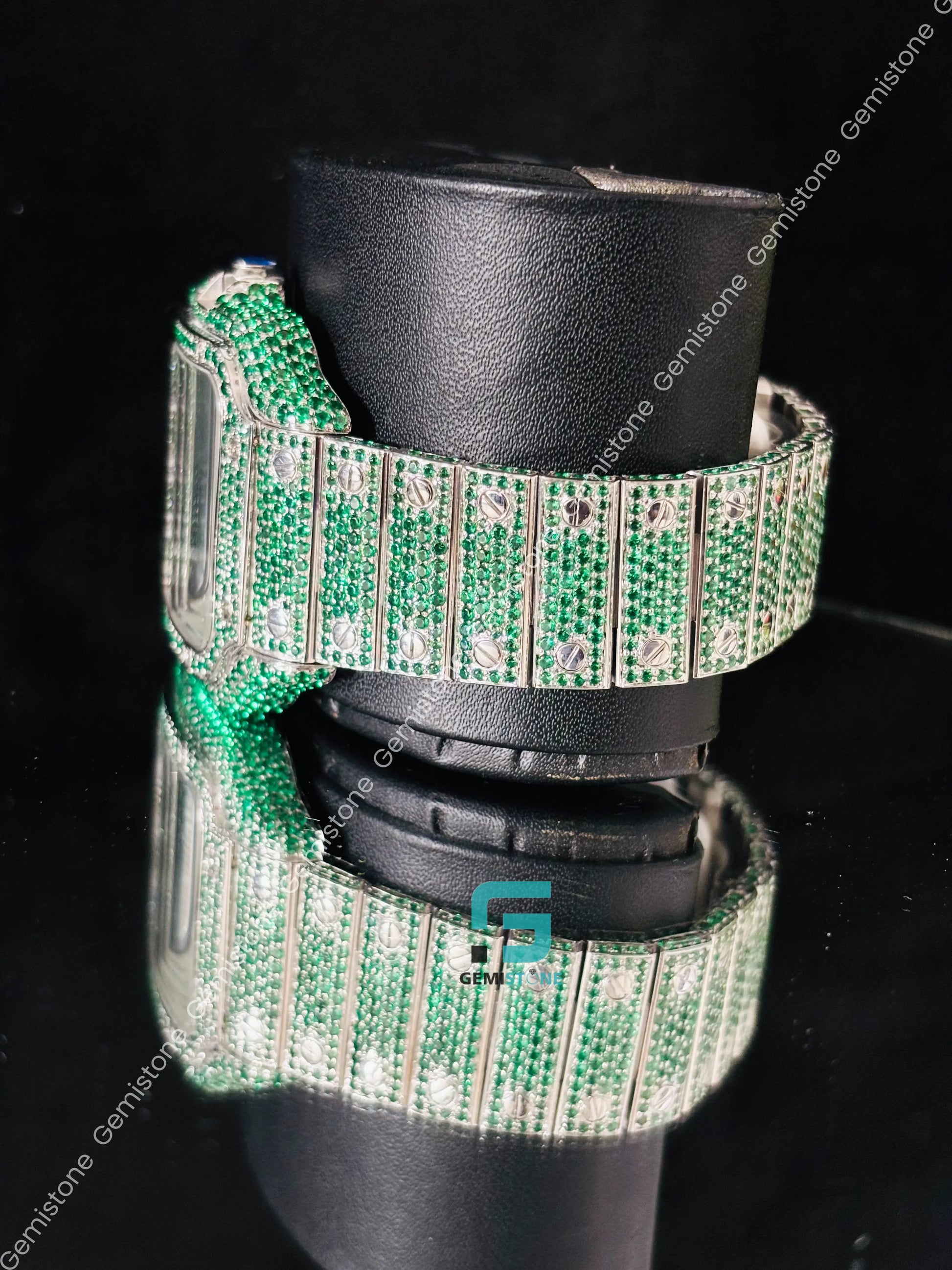 Cartier Green Diamond Moissanite Hip Hop Watch