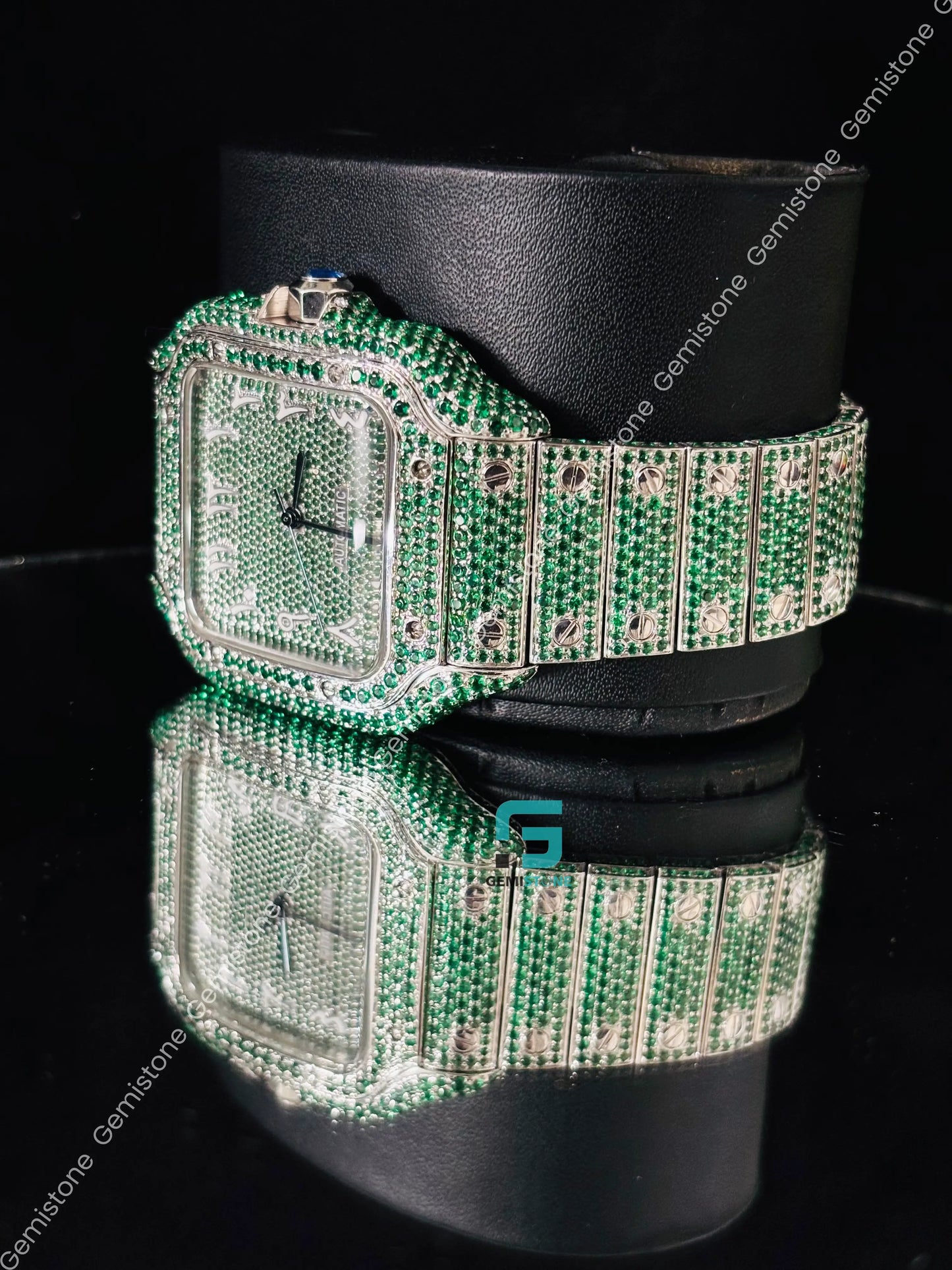 Cartier Green Diamond moissanite Hip Hop Watch For Men