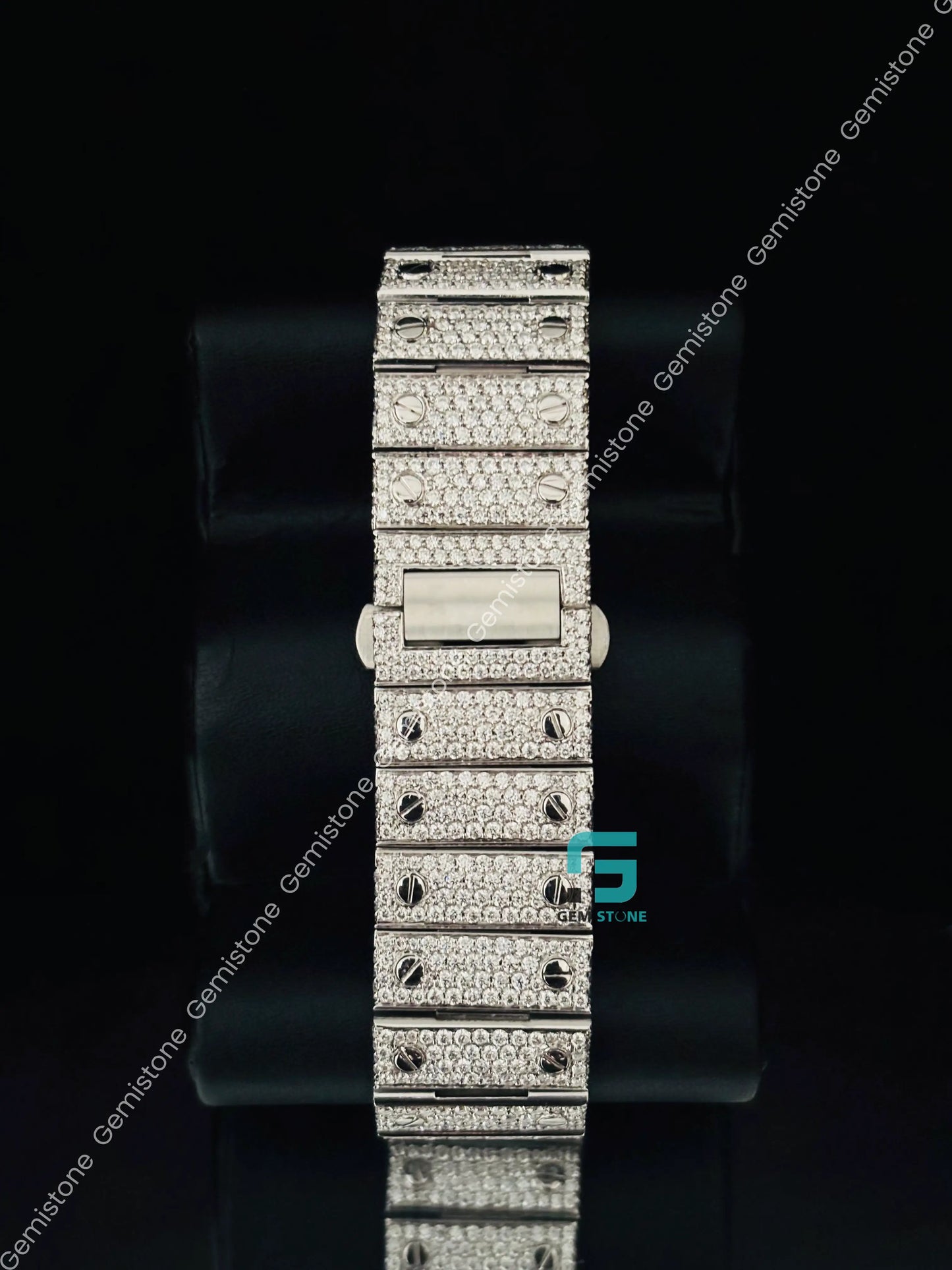 Cartier Hip Hop Roman Number Moissanite Iced Out Studded Watch For Men