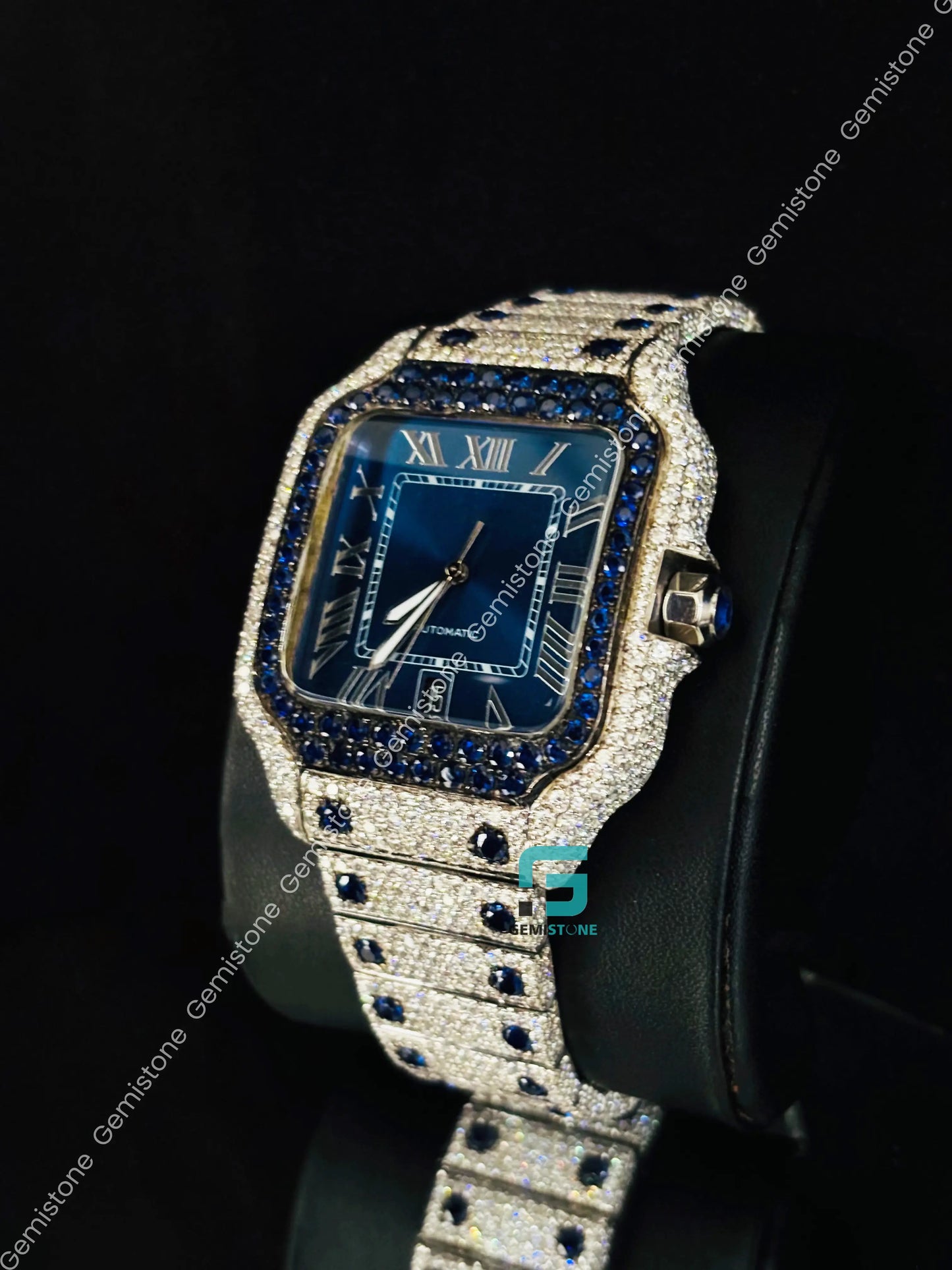 Cartier Moissanite Blue Diamond Iced Out Watch For Men