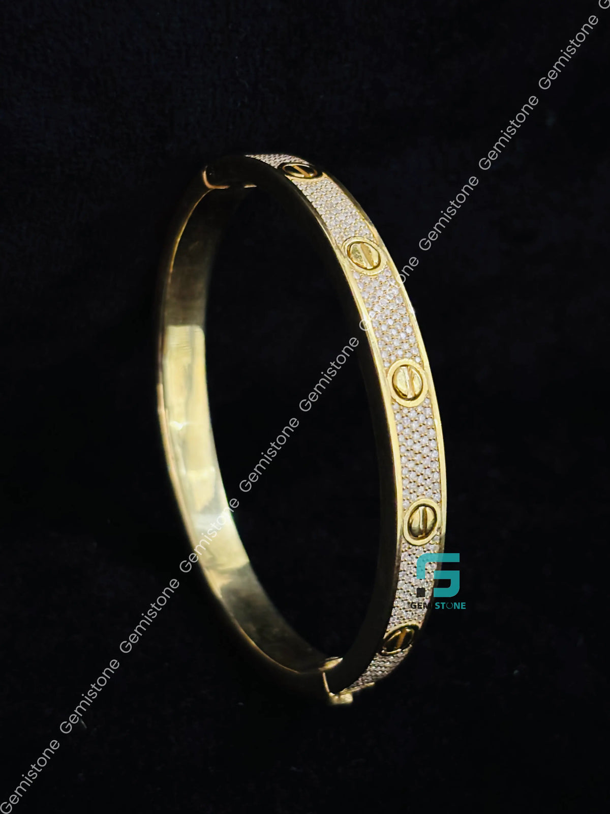 Cartier Moissanite Open Cuff Bangle Bracelet