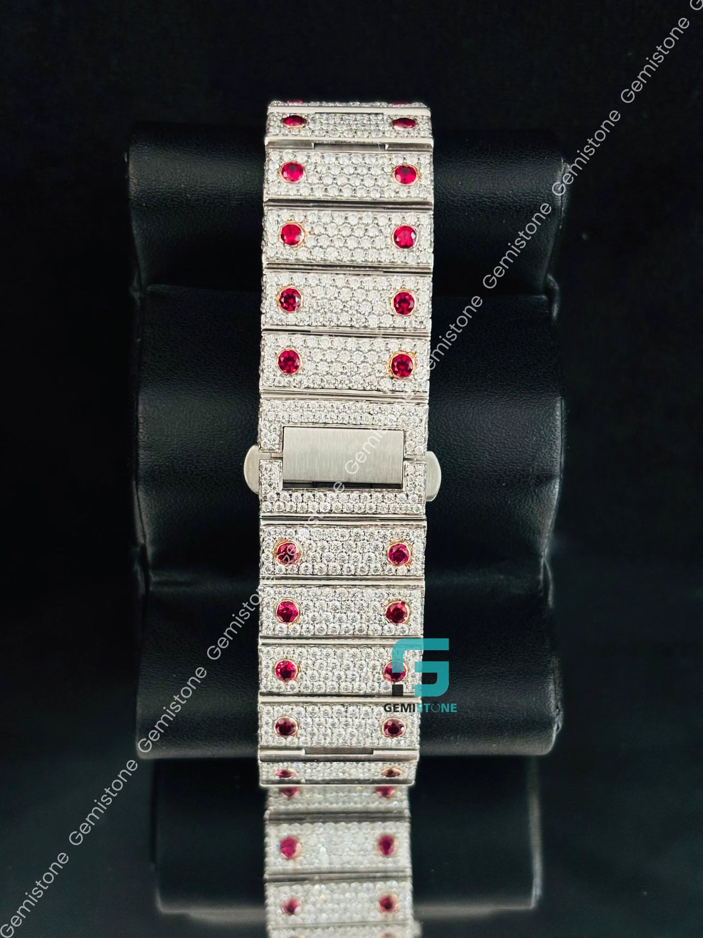 Cartier Moissanite Red Roman Number Moissanite Watch