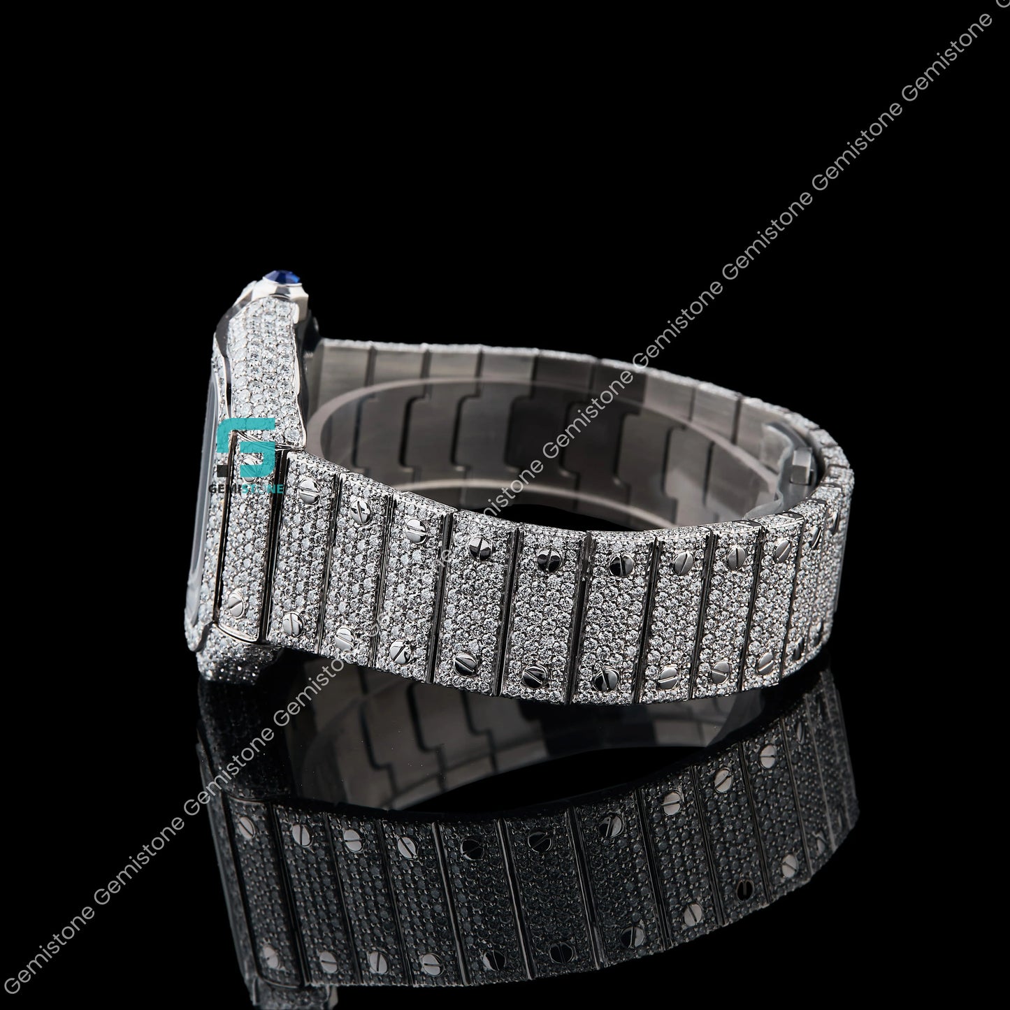 Cartier Pink Dial Moissanite Watch