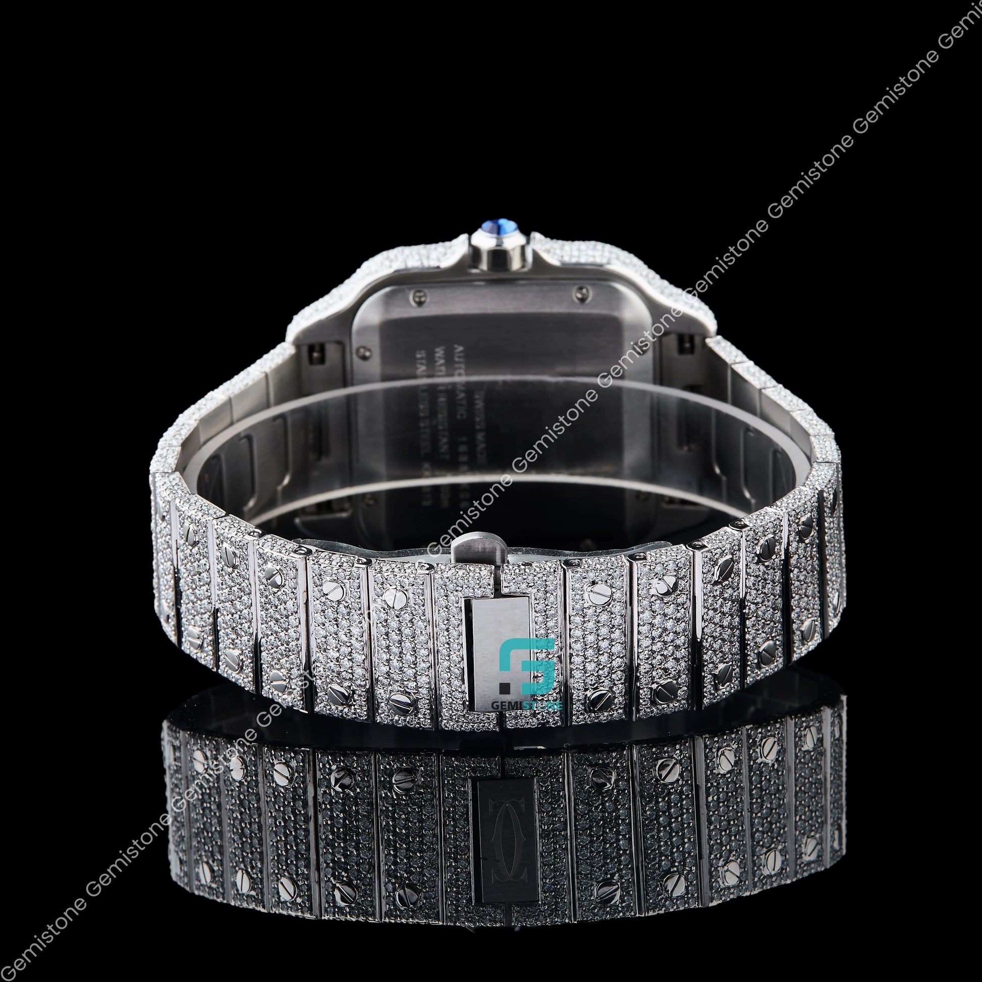 Cartier Pink Dial Moissanite Watch for Men