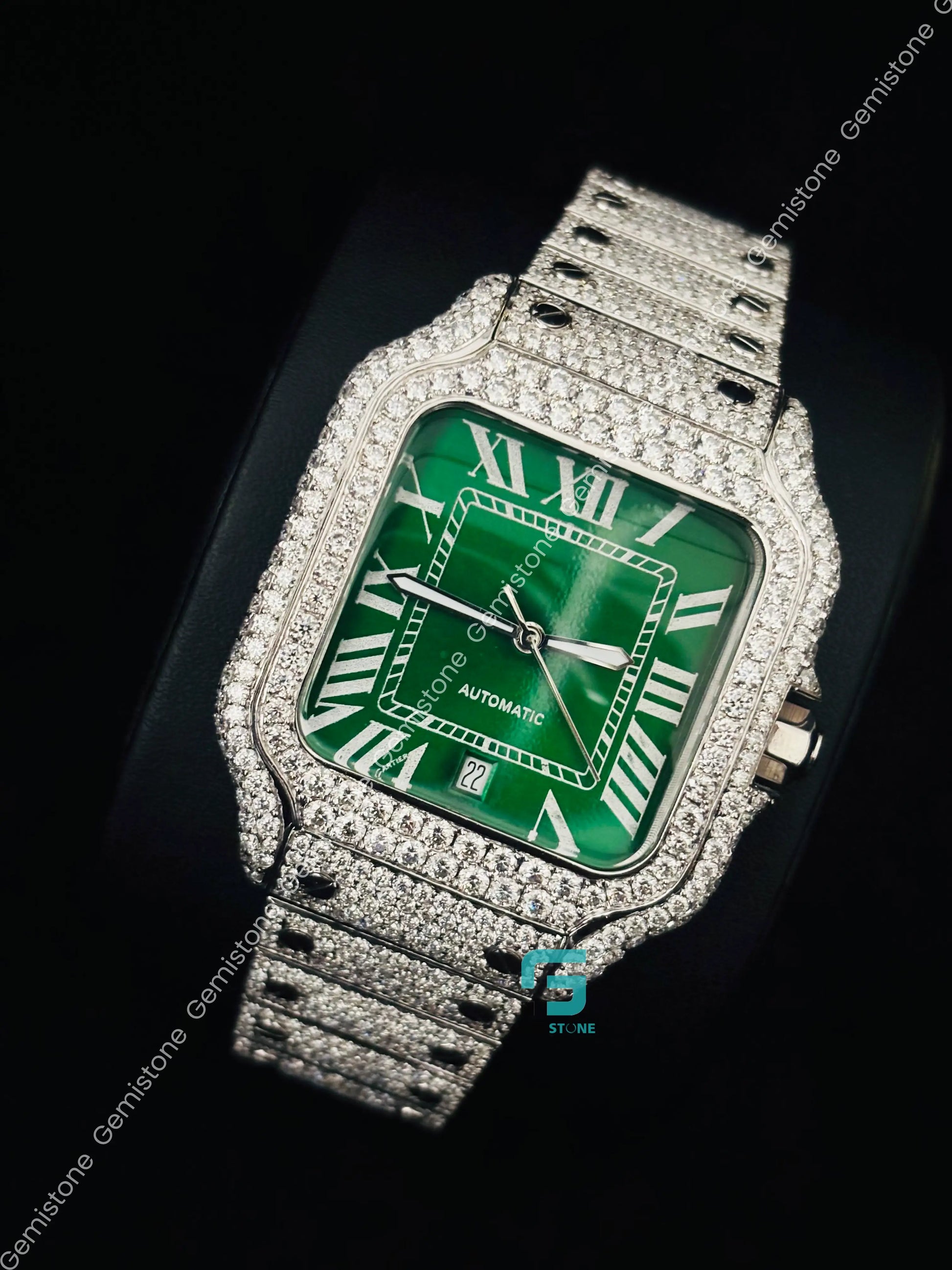 Cartier Roman Number Moissanite Iced Out Hip Hop Studded Watch For Men