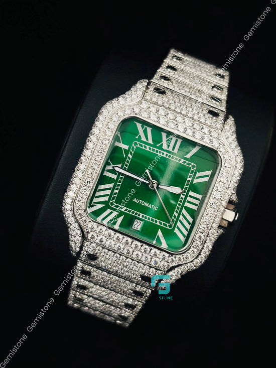 Cartier Roman Number Moissanite Iced Out Hip Hop Studded Watch For Men