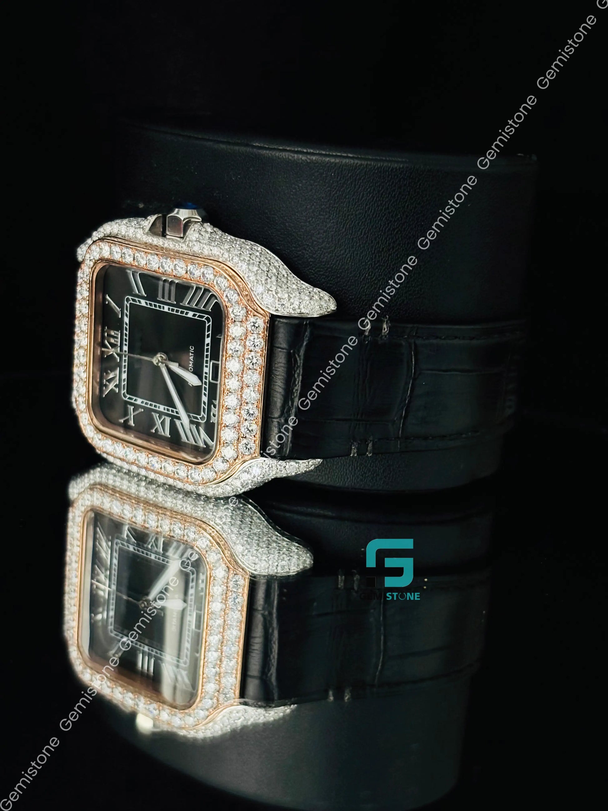 Cartier Rose Gold Hip Hop Moissanite Iced Out Watch For Men