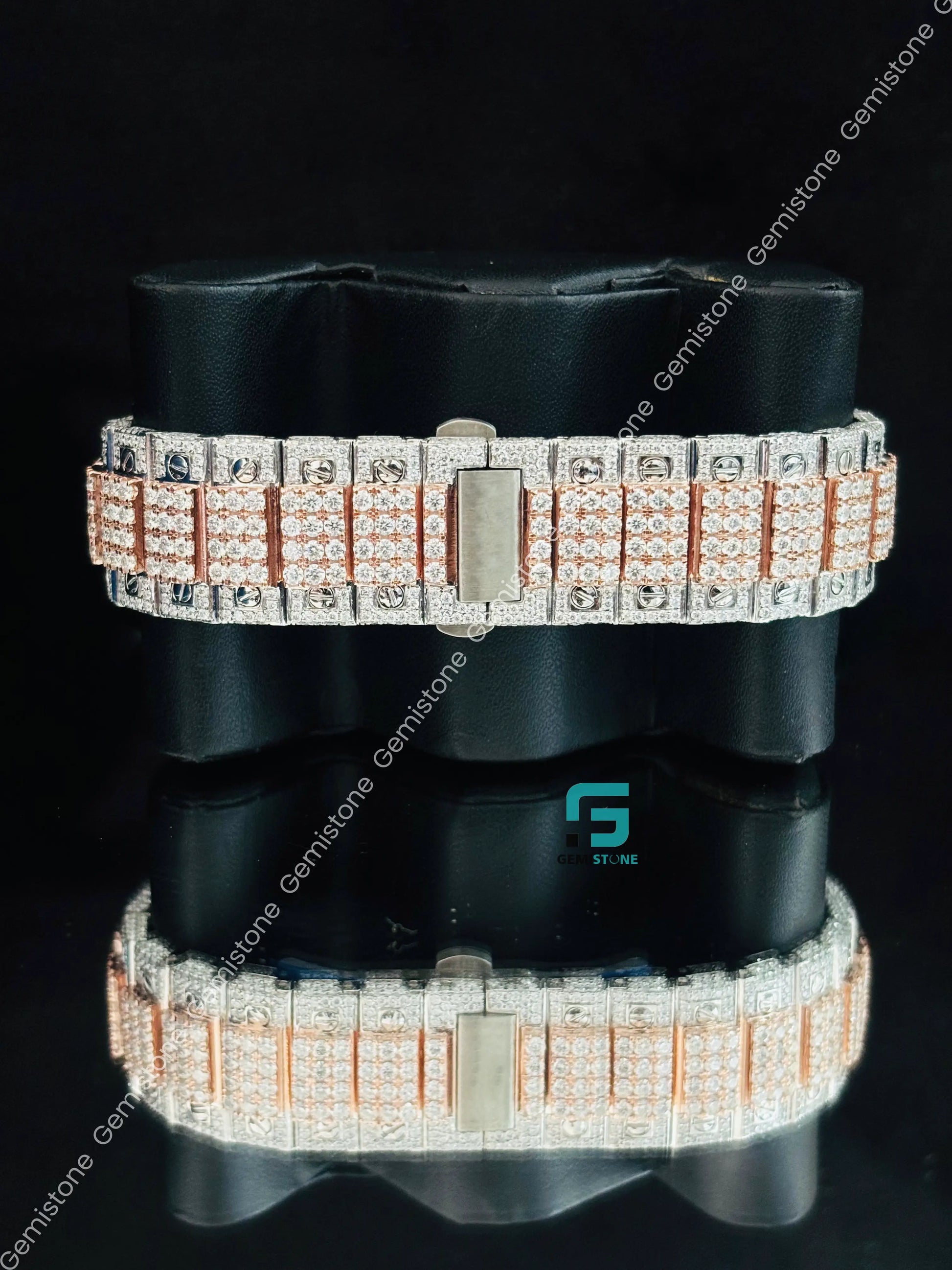 Cartier Rose Gold Palted Skeleton Dial Moissanite Watch For Men