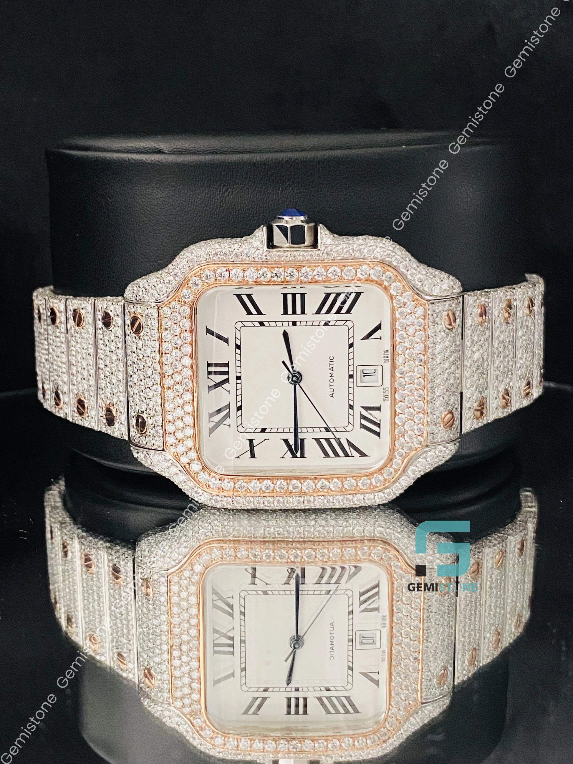 Cartier White Dial Moissanite Bust Down Hip Hop Watch 