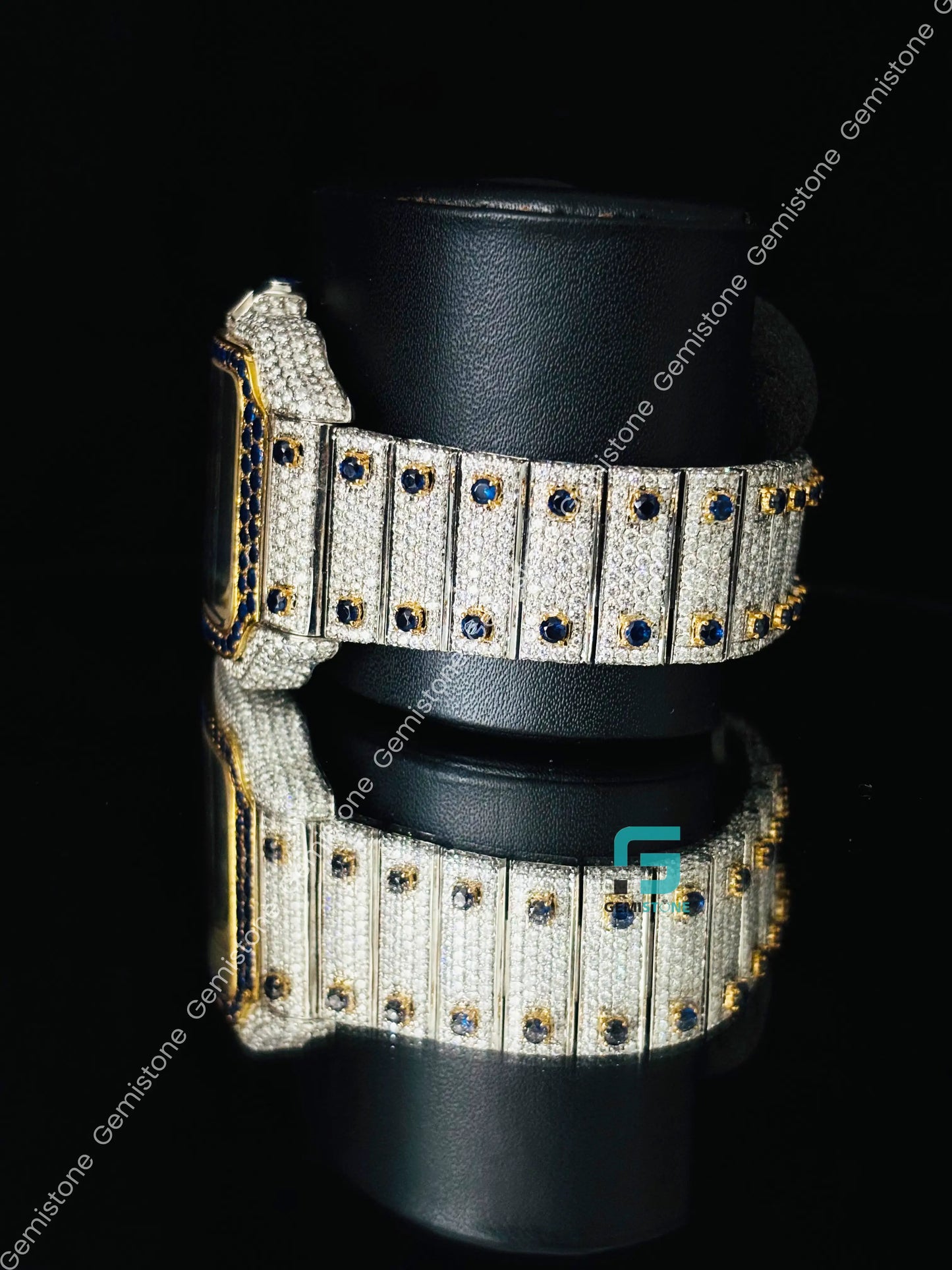 Cartier Yellow Gold Palted Moissanite Hip Hop Roman Number Watch For Men