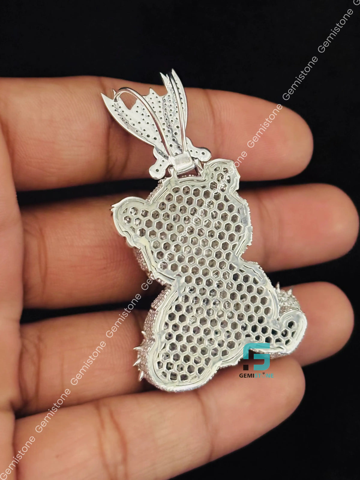 Enamel Cartoon Face Rapper Moissanite Charm Pendant