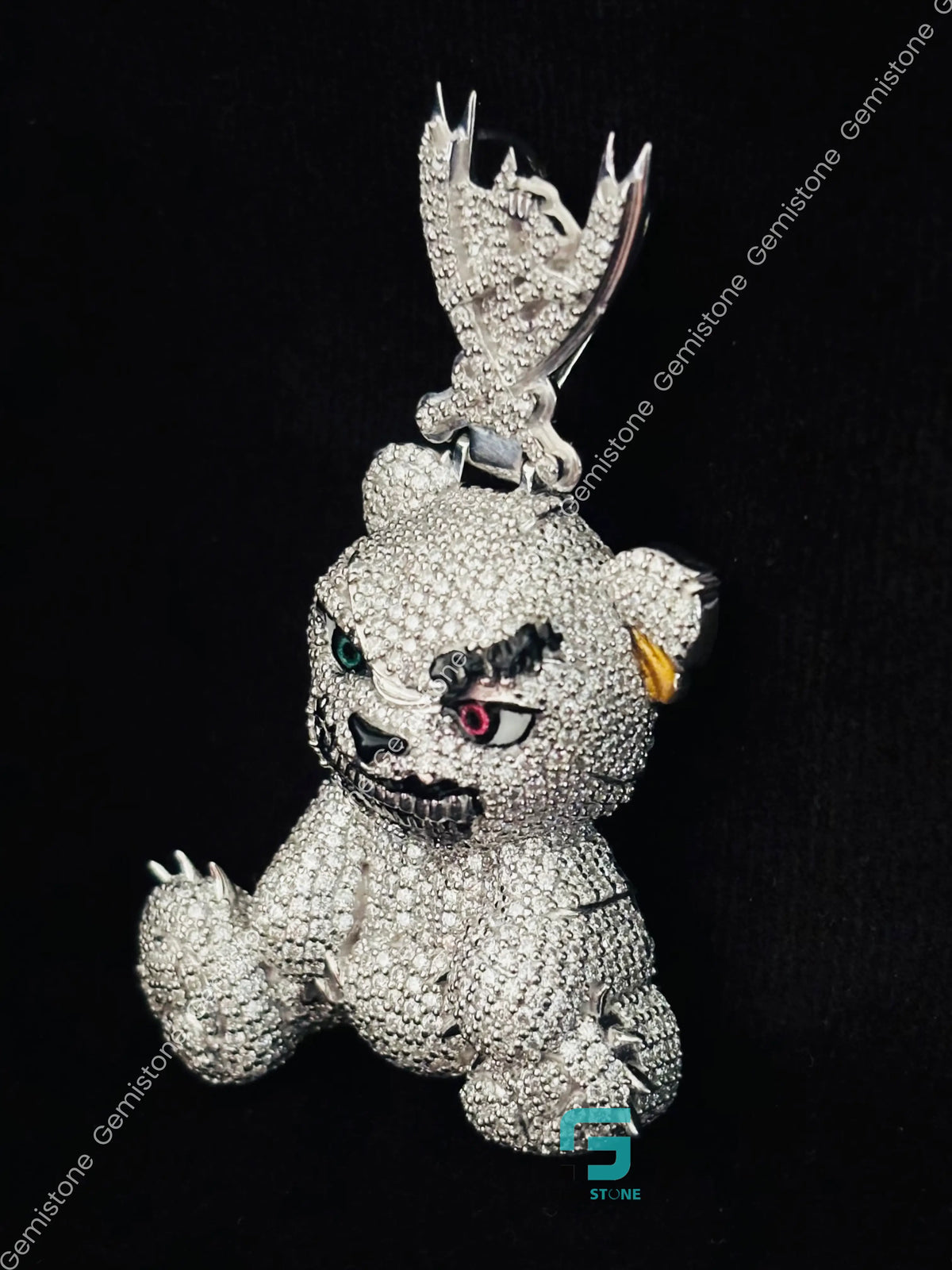 Enamel Cartoon Face Rapper Moissanite Charm Pendant